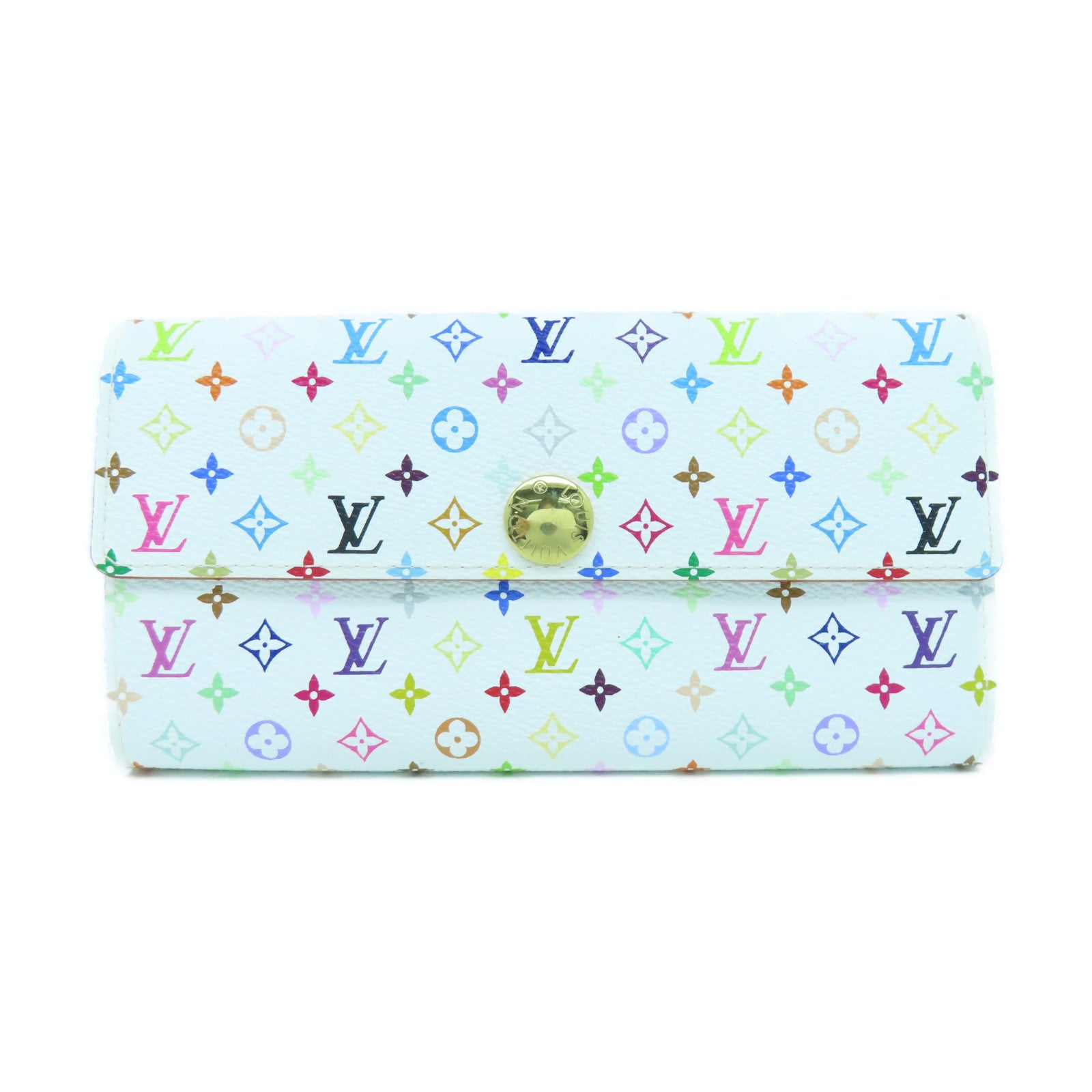 LOUIS VUITTON Monogram Multicolore Long Wallet金扣長錢包白色/彩色