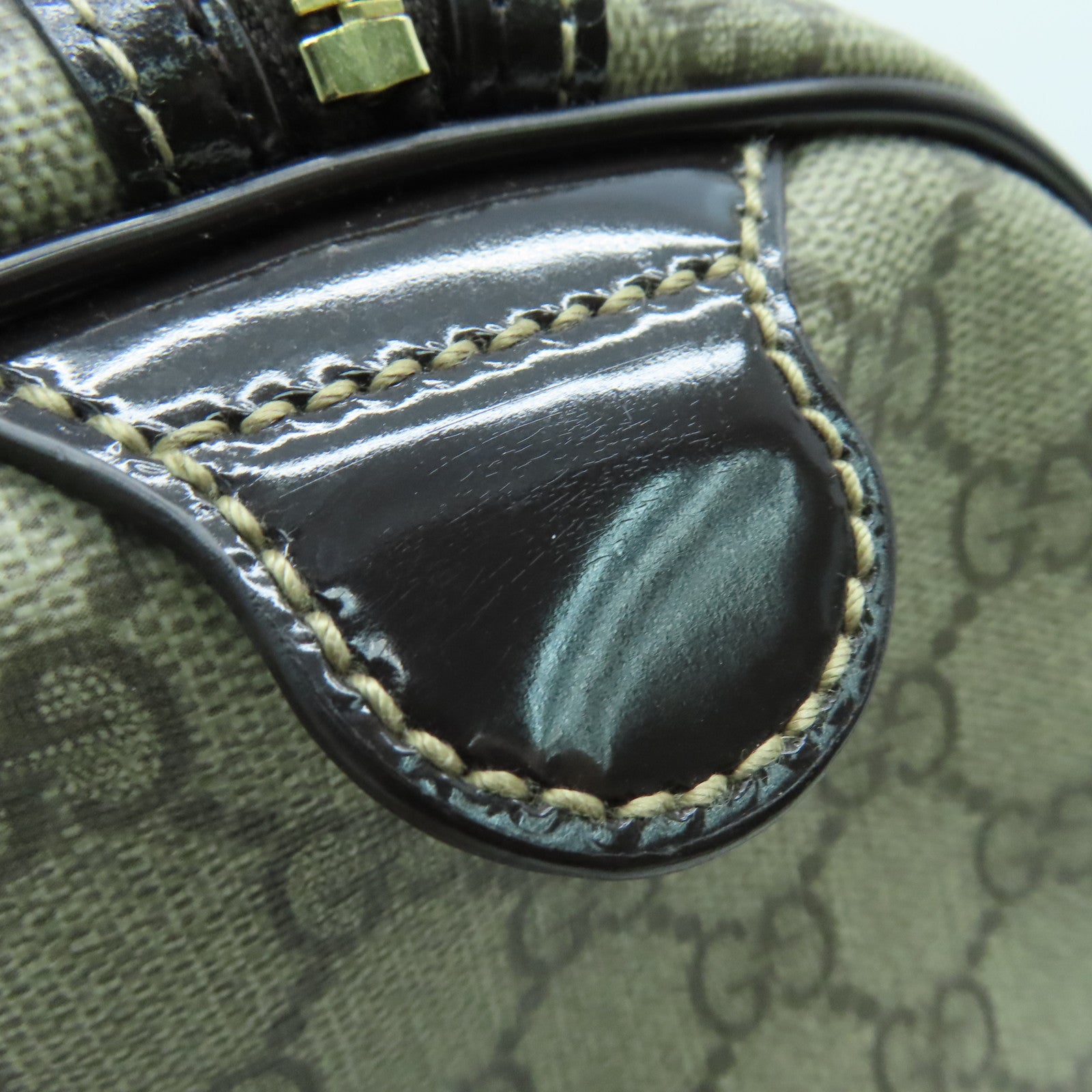 GUCCI 涂层帆布Boston Bag波士顿包金扣啡色