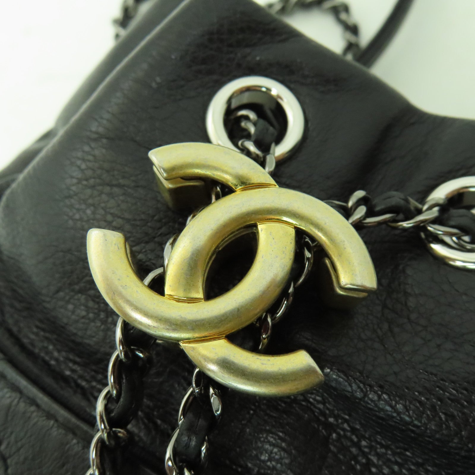 CHANEL 【激減優惠】菱格牛皮皮革Shoulder Bag金扣鏈帶肩背袋黑色