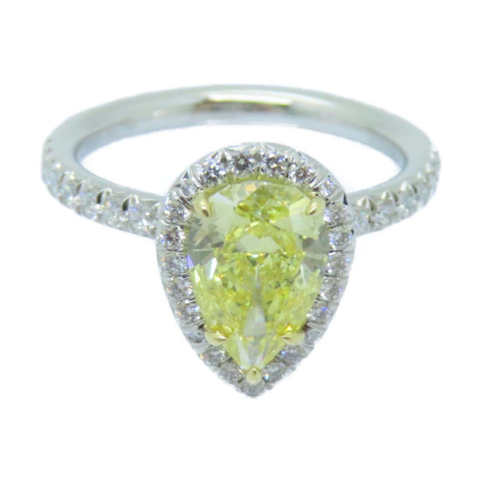 TIFFANY＆CO PT950鉑金/18K黃金Yellow Diamond Ring鑽石戒指US#6銀色/黃色