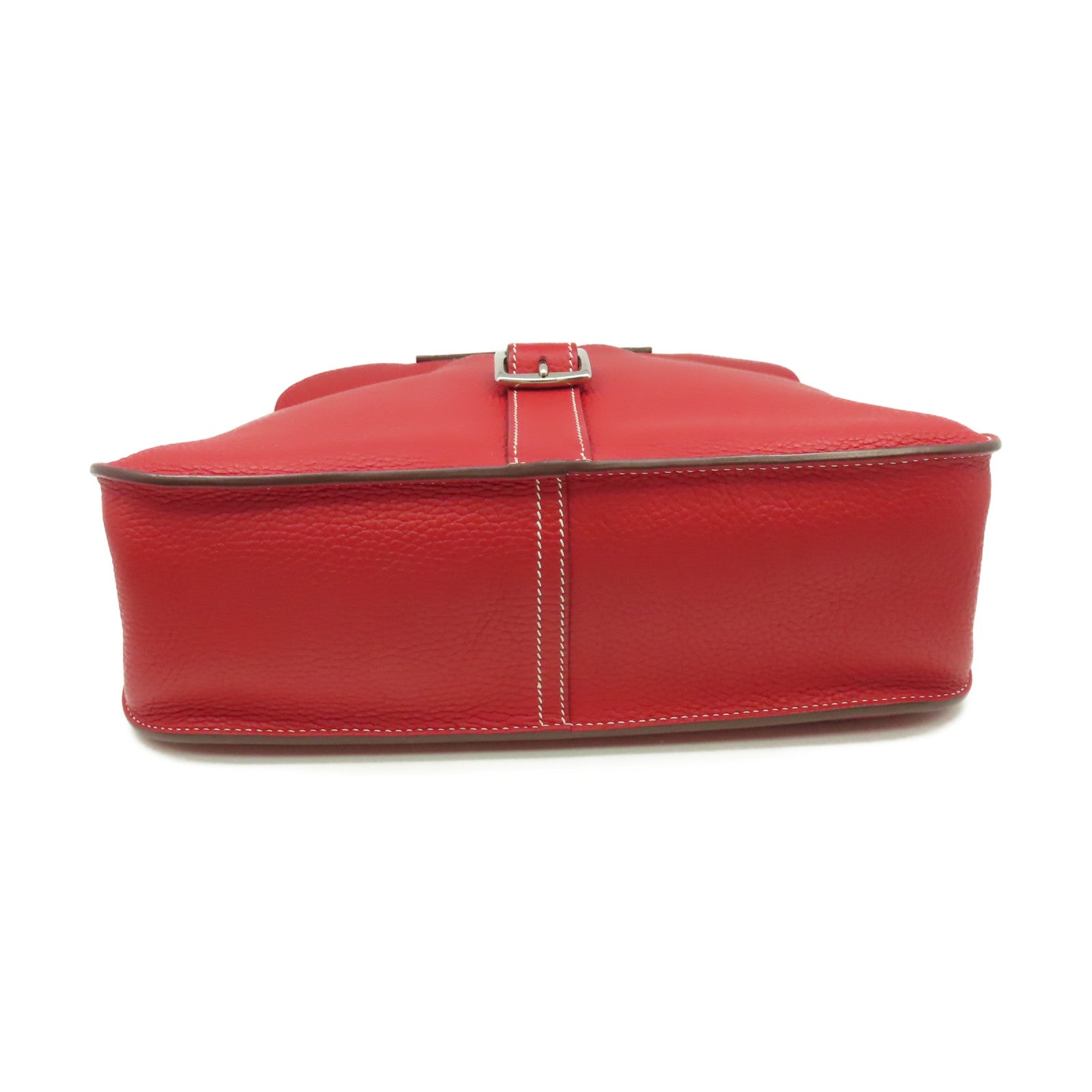 HERMES 【激減優惠】Clemence皮革Halzan 31 2Way Shoulder Bag銀扣手挽肩背兩用袋法拉利紅色