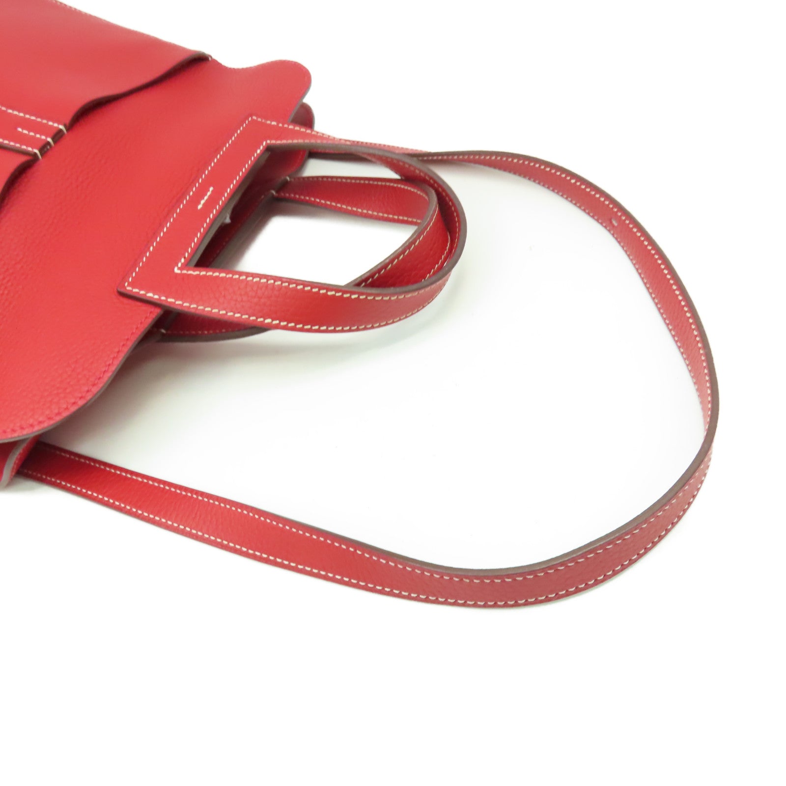 HERMES 【激減優惠】Clemence皮革Halzan 31 2Way Shoulder Bag銀扣手挽肩背兩用袋法拉利紅色