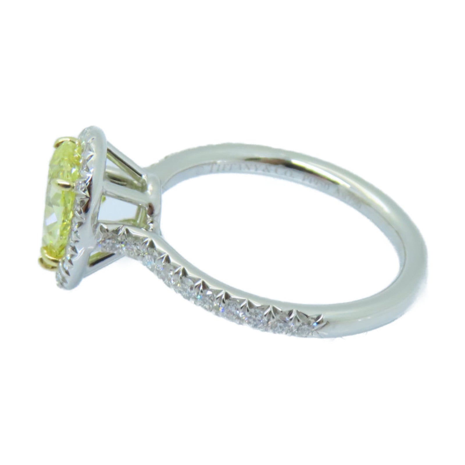 TIFFANY＆CO PT950鉑金/18K黃金Yellow Diamond Ring鑽石戒指US#6銀色/黃色
