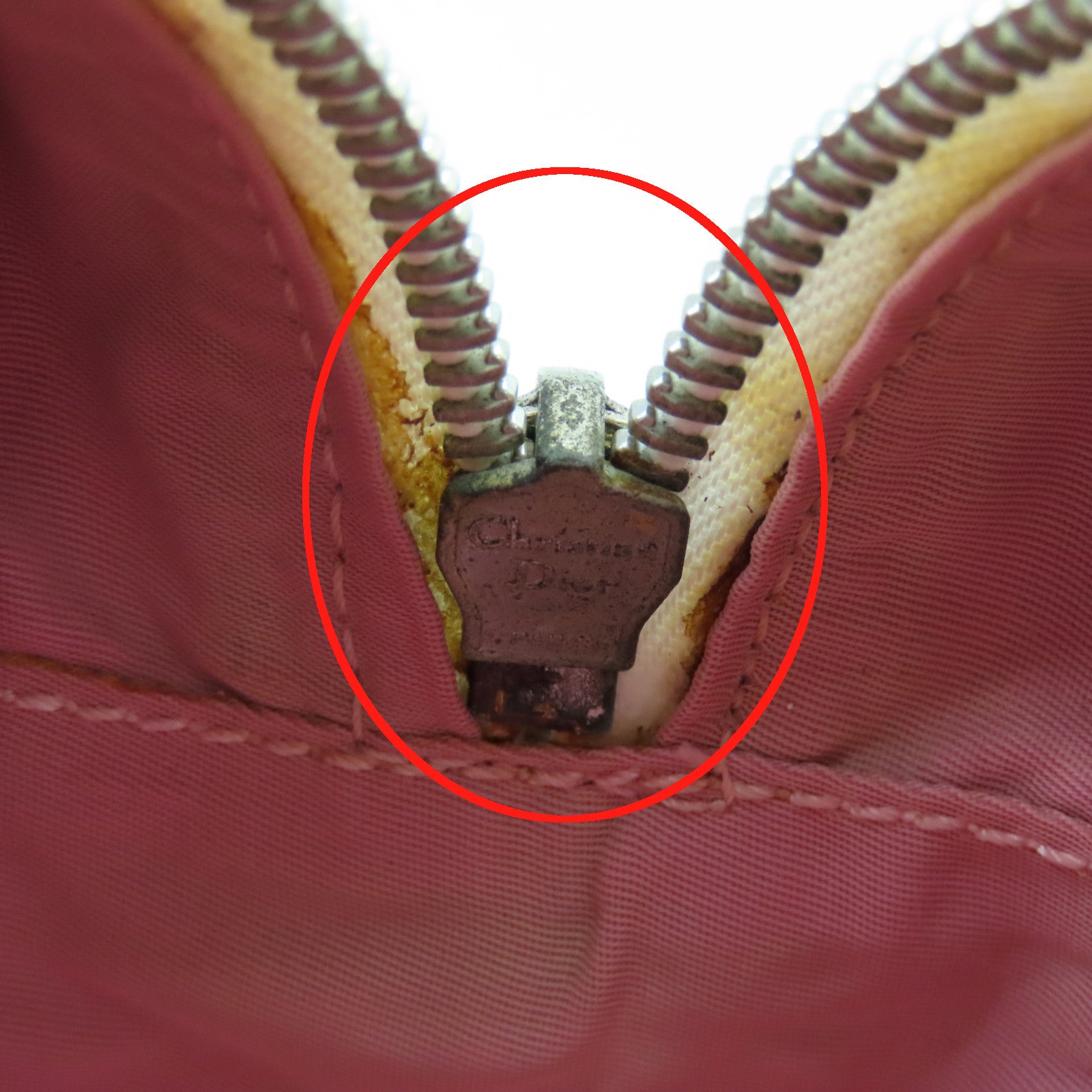 Dior 涂层皮革Shoulder Bag银扣肩背袋粉红色白色