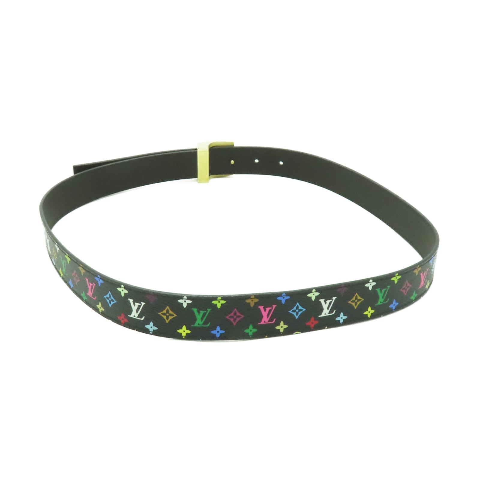 LOUIS VUITTON Monogram Multicolore Belt (90cm)金扣皮帶黑色/彩色