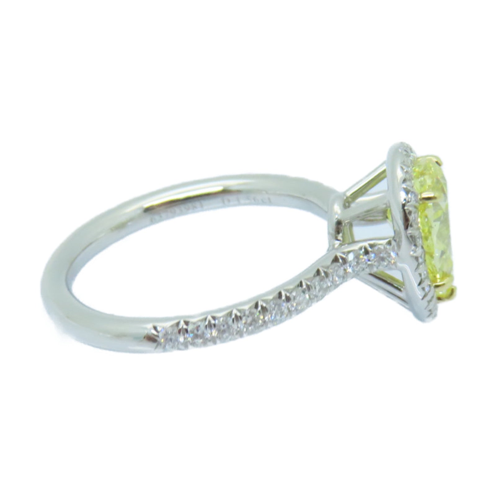 TIFFANY＆CO PT950鉑金/18K黃金Yellow Diamond Ring鑽石戒指US#6銀色/黃色