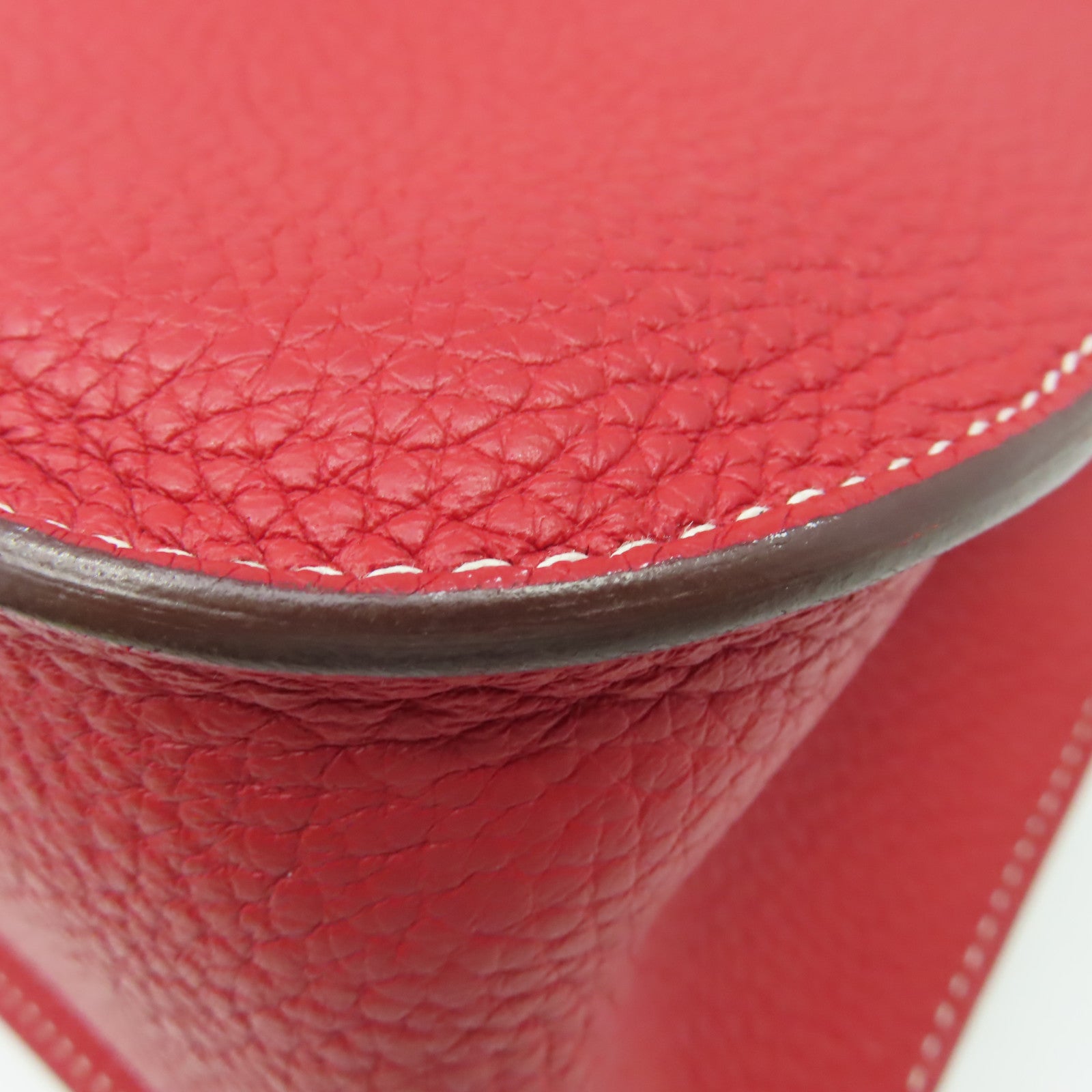 HERMES 【激減優惠】Clemence皮革Halzan 31 2Way Shoulder Bag銀扣手挽肩背兩用袋法拉利紅色