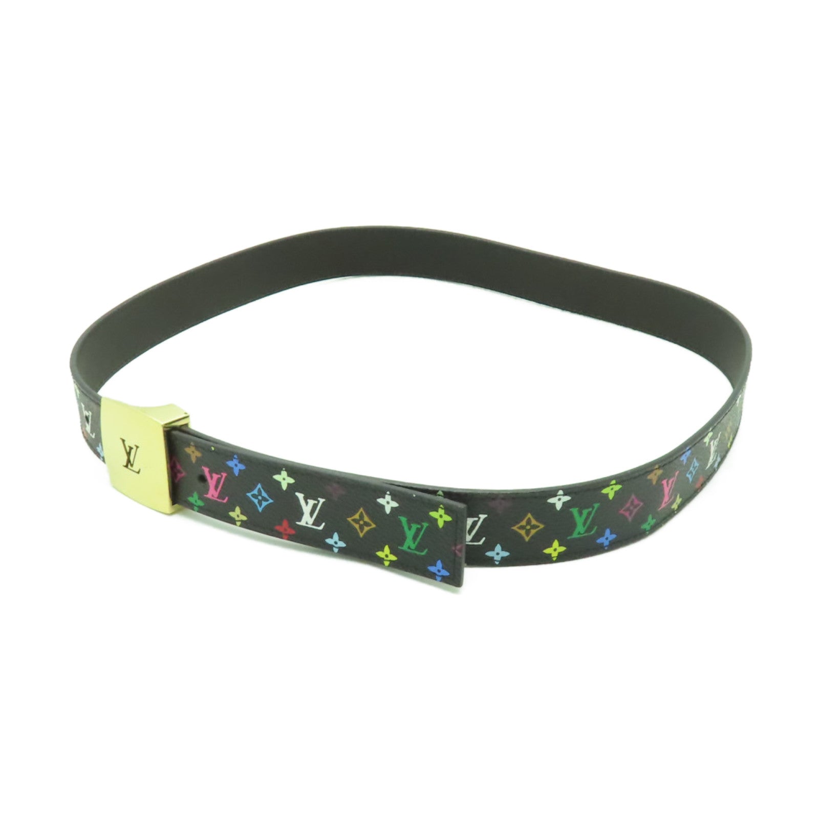 LOUIS VUITTON Monogram Multicolore Belt (90cm)金扣皮帶黑色/彩色