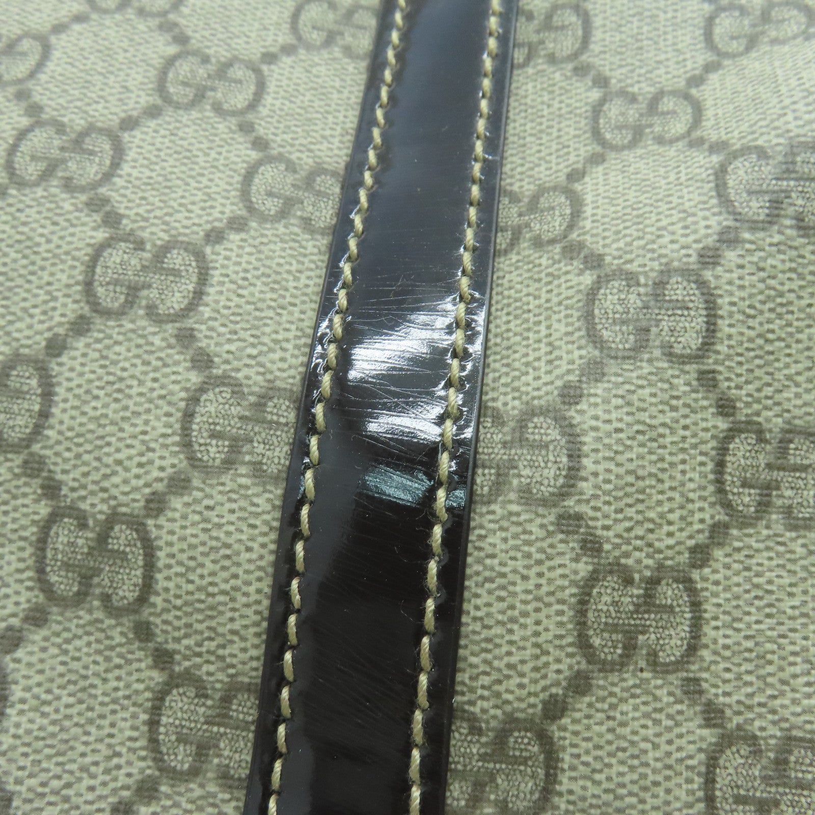 GUCCI 涂层帆布Boston Bag波士顿包金扣啡色