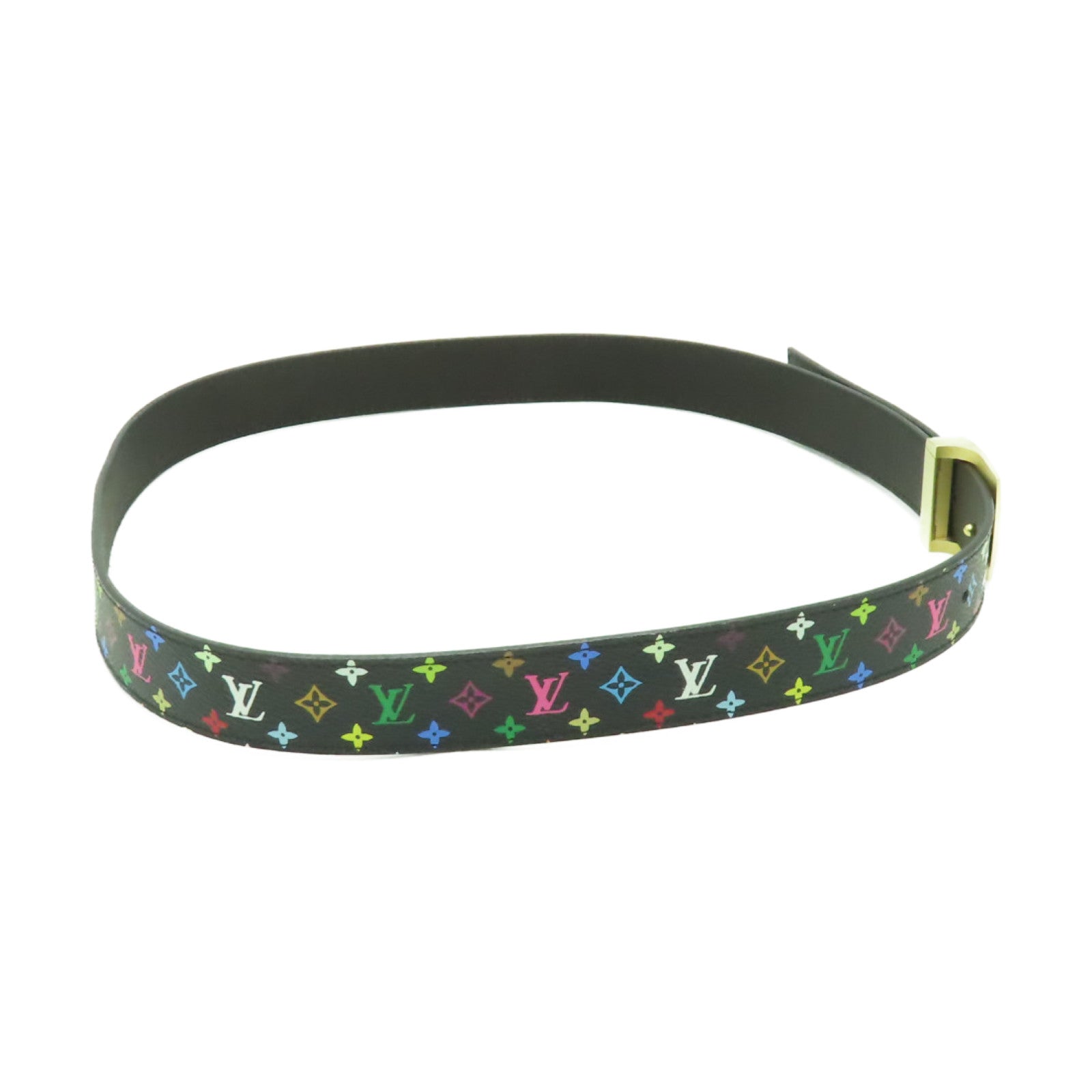 LOUIS VUITTON Monogram Multicolore Belt (90cm)金扣皮帶黑色/彩色