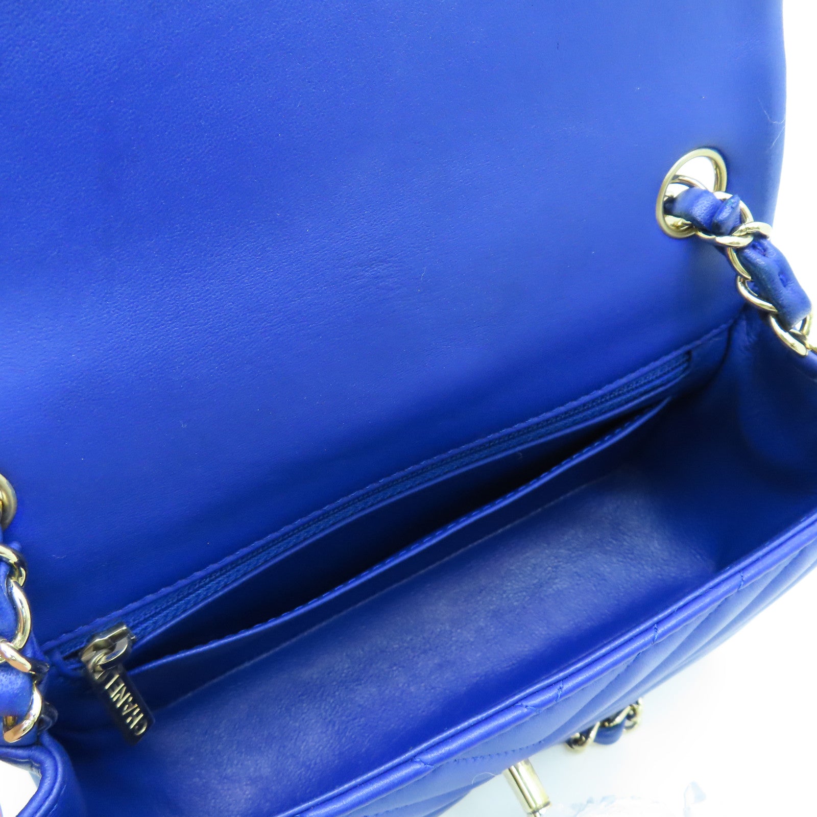 CHANEL twill sheepskin Classi Flap 20cm Chain Shoulder silver buckle chain shoulder bag blue