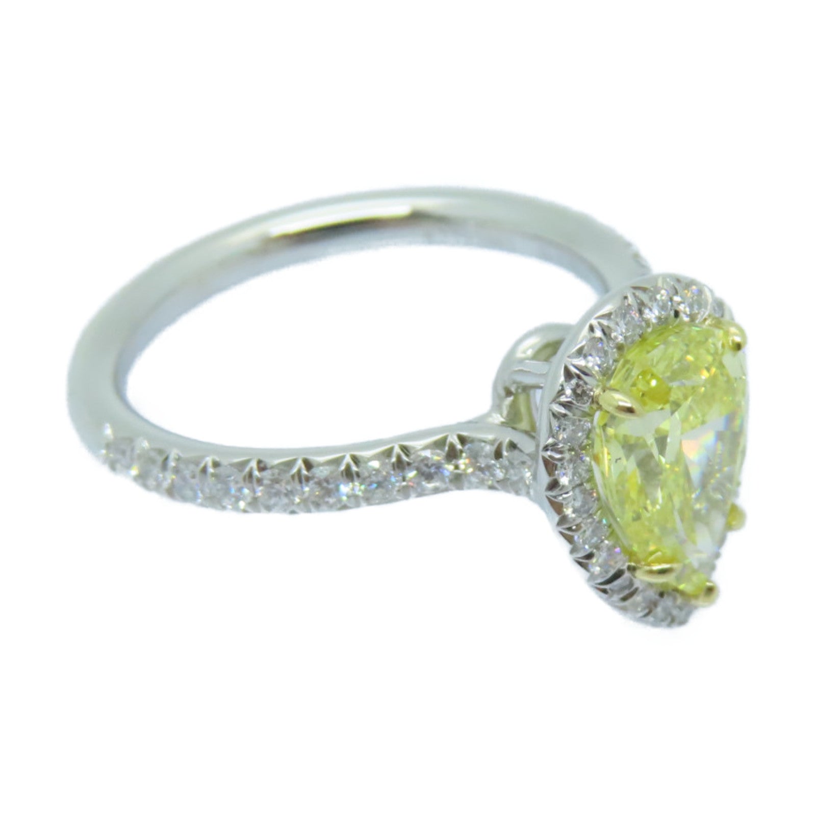 TIFFANY＆CO PT950鉑金/18K黃金Yellow Diamond Ring鑽石戒指US#6銀色/黃色