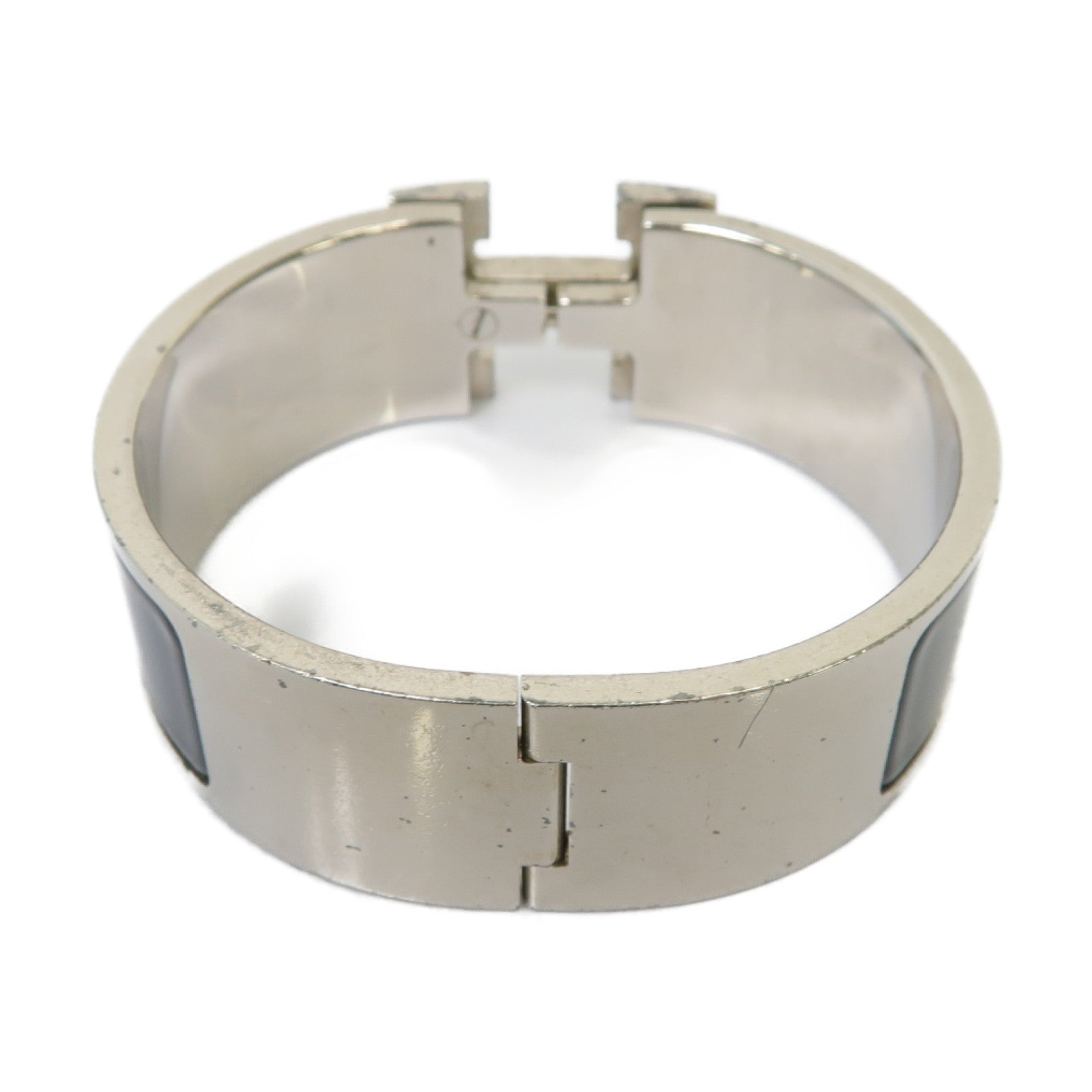 HERMES 金屬Clic Clac H銀扣手鐲黑色