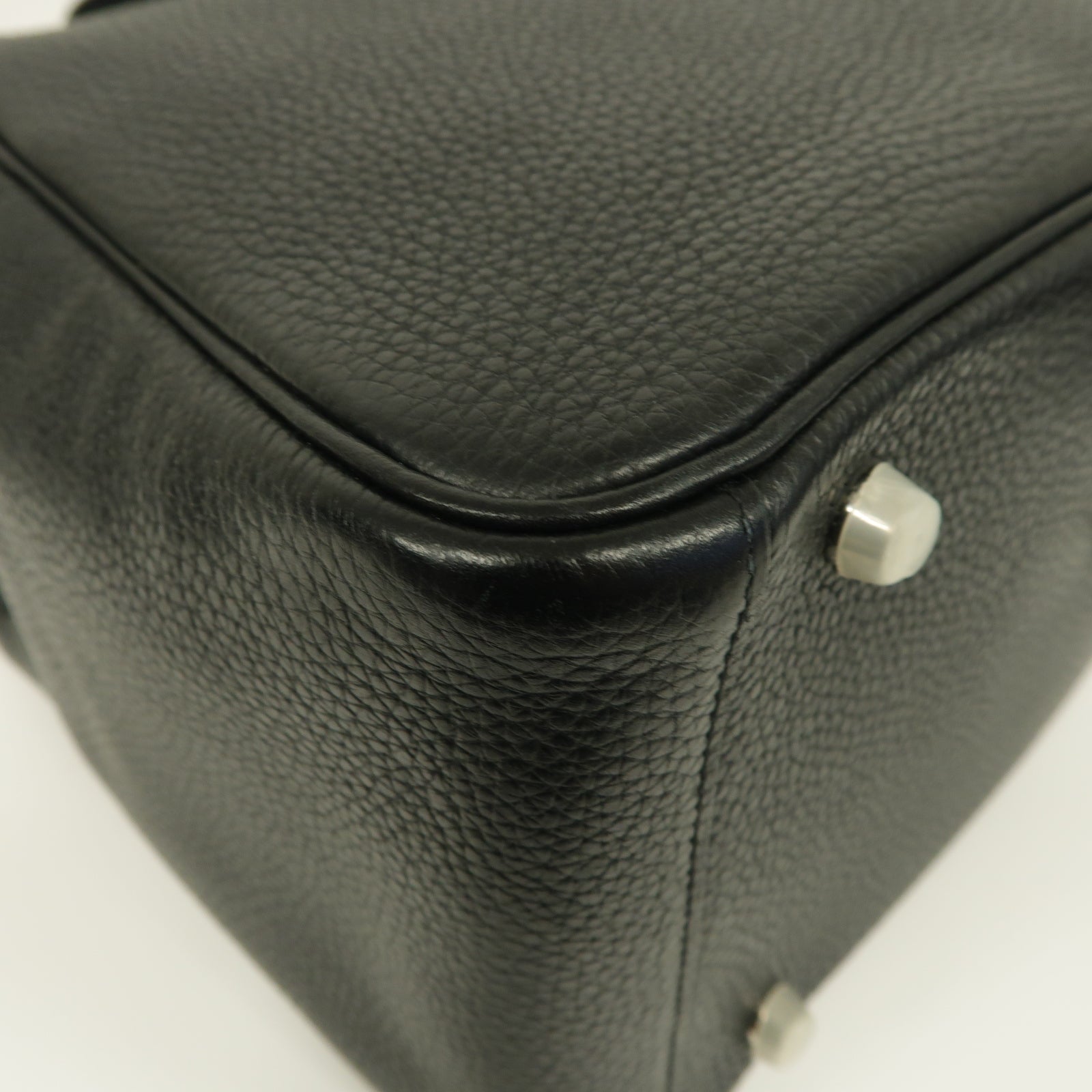 HERMES Clemence皮革Lindy 30銀扣手挽肩背兩用袋黒色