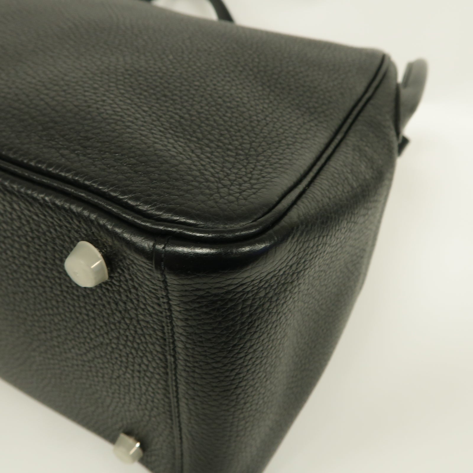 HERMES Clemence皮革Lindy 30銀扣手挽肩背兩用袋黒色