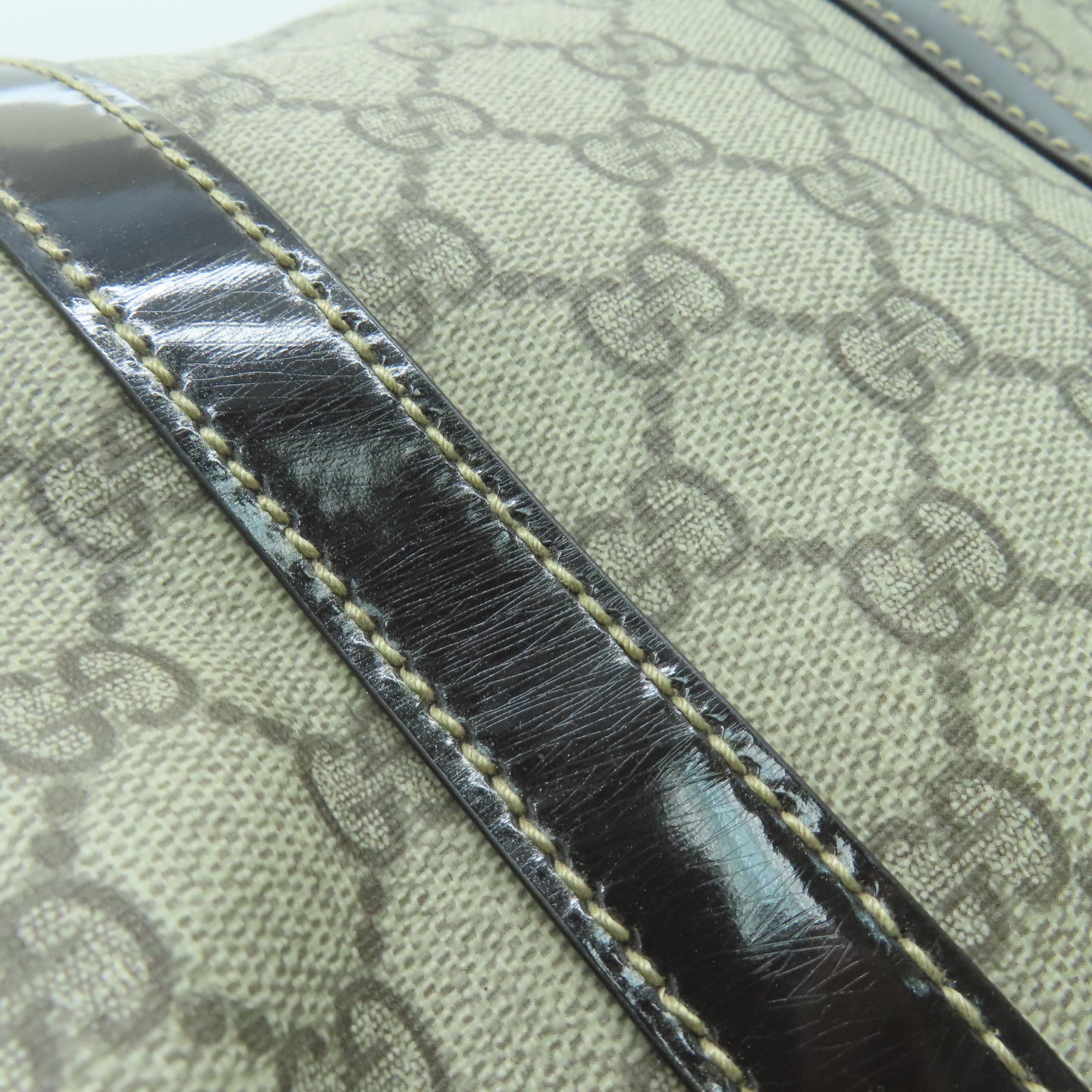 GUCCI 涂层帆布Boston Bag波士顿包金扣啡色