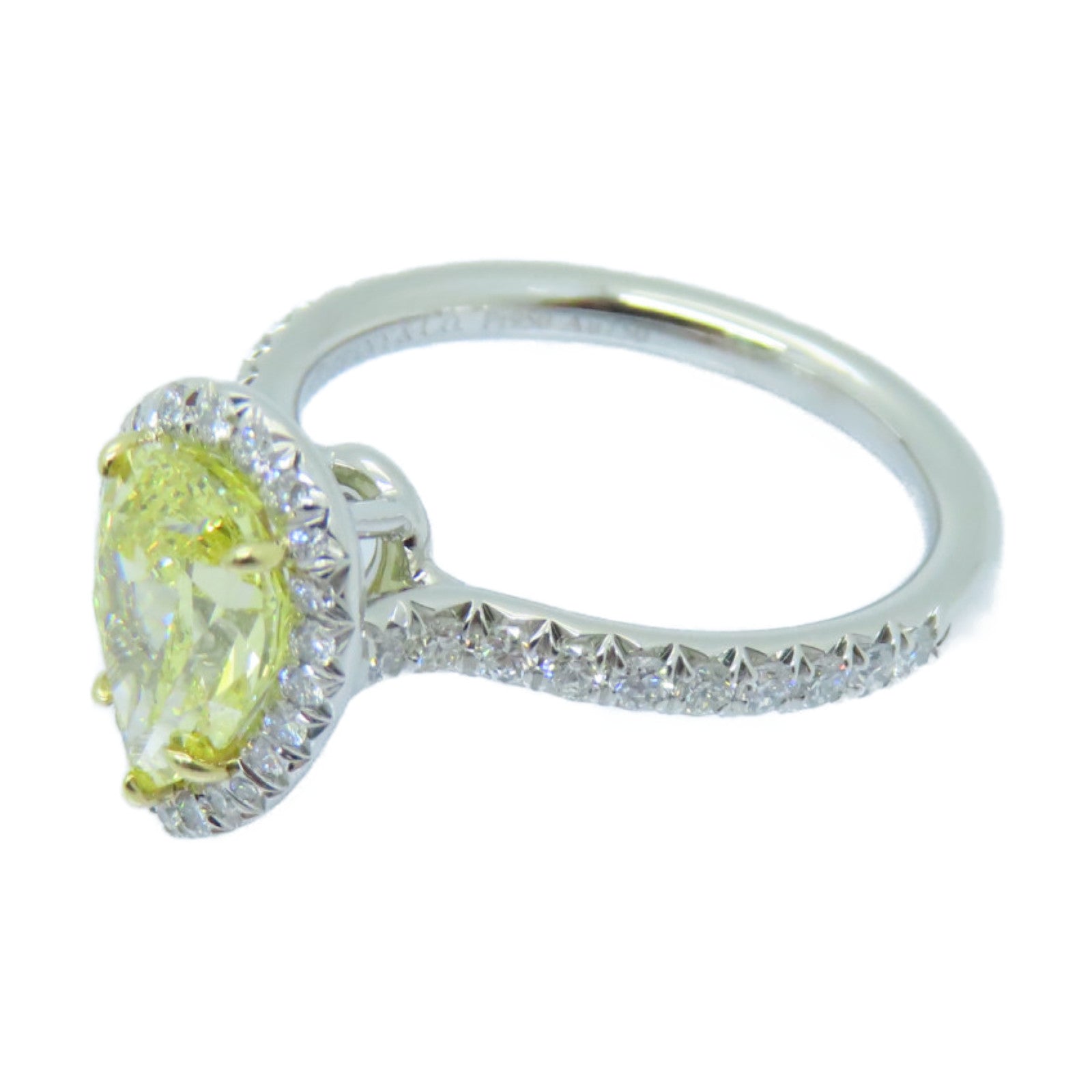 TIFFANY＆CO PT950鉑金/18K黃金Yellow Diamond Ring鑽石戒指US#6銀色/黃色