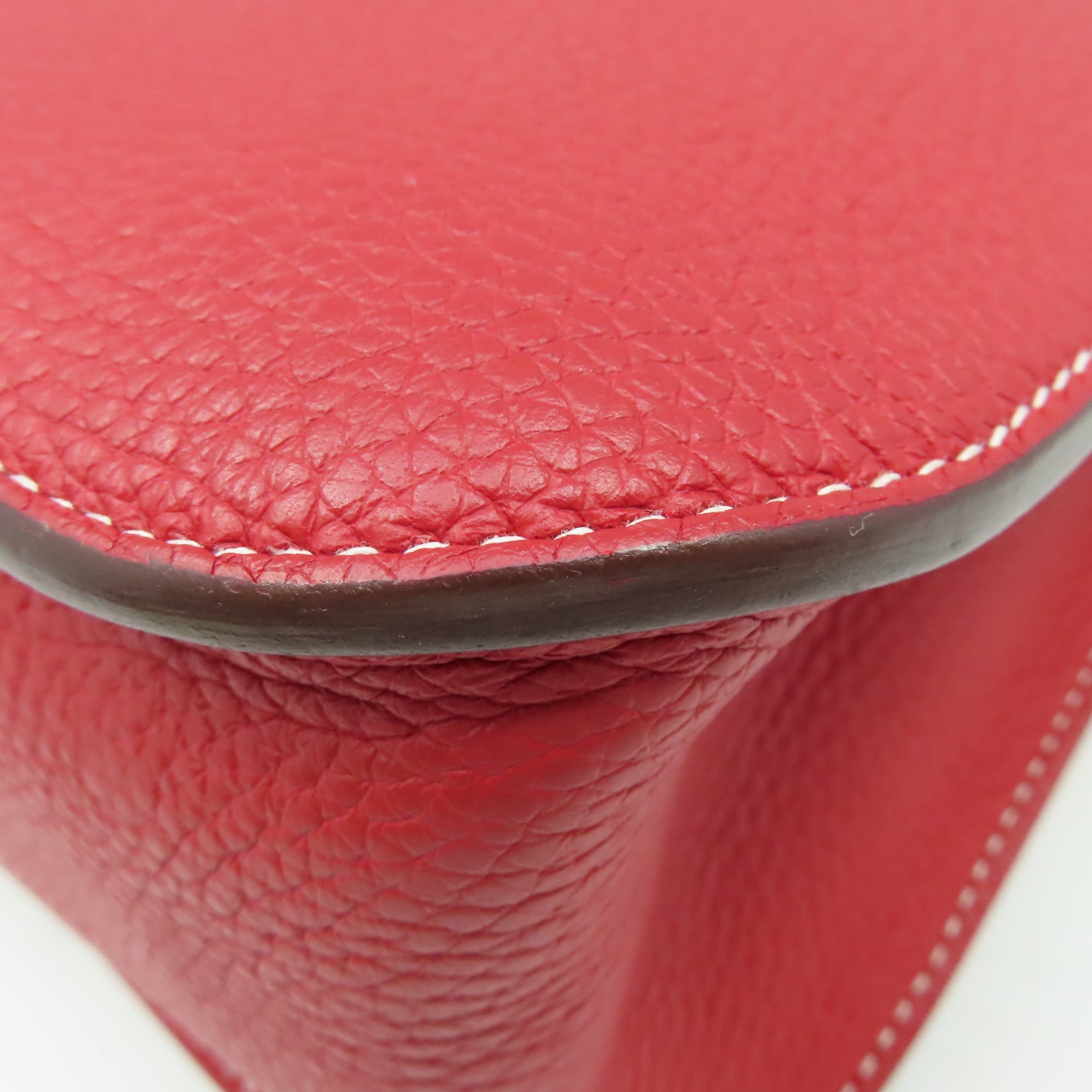 HERMES 【激減優惠】Clemence皮革Halzan 31 2Way Shoulder Bag銀扣手挽肩背兩用袋法拉利紅色