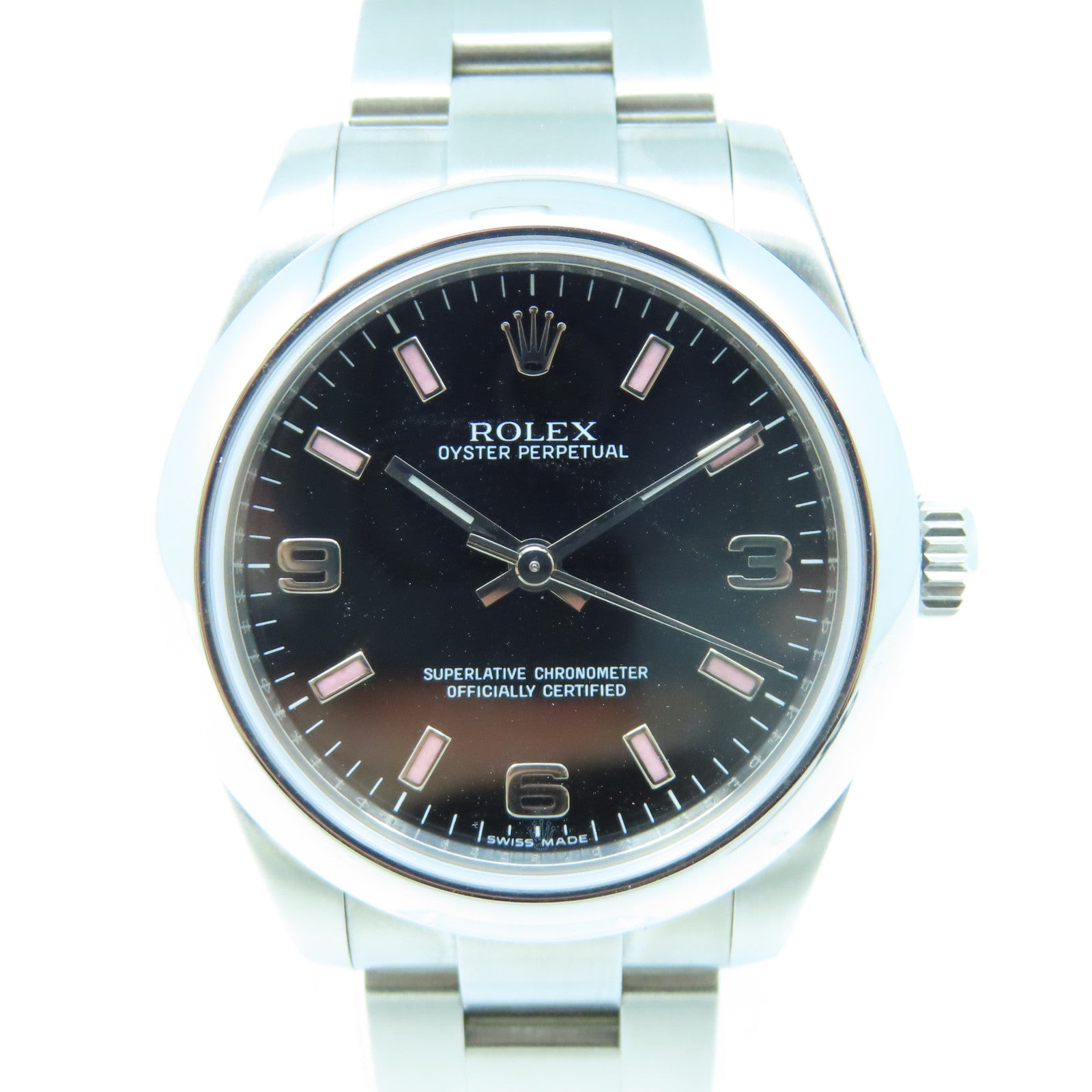 ROLEX Oyster Perpetual不鏽鋼手錶自動機芯黑色/粉紅色