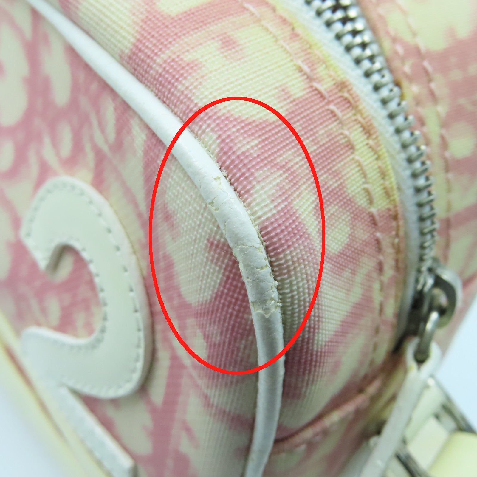 Dior 涂层皮革Shoulder Bag银扣肩背袋粉红色白色