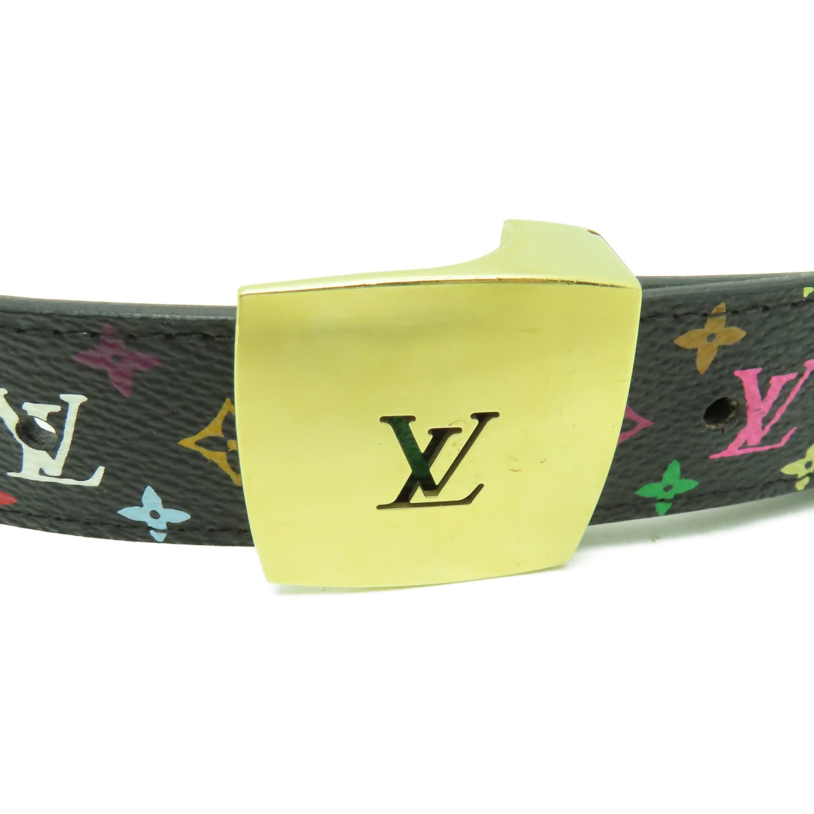 LOUIS VUITTON Monogram Multicolore Belt (90cm)金扣皮帶黑色/彩色