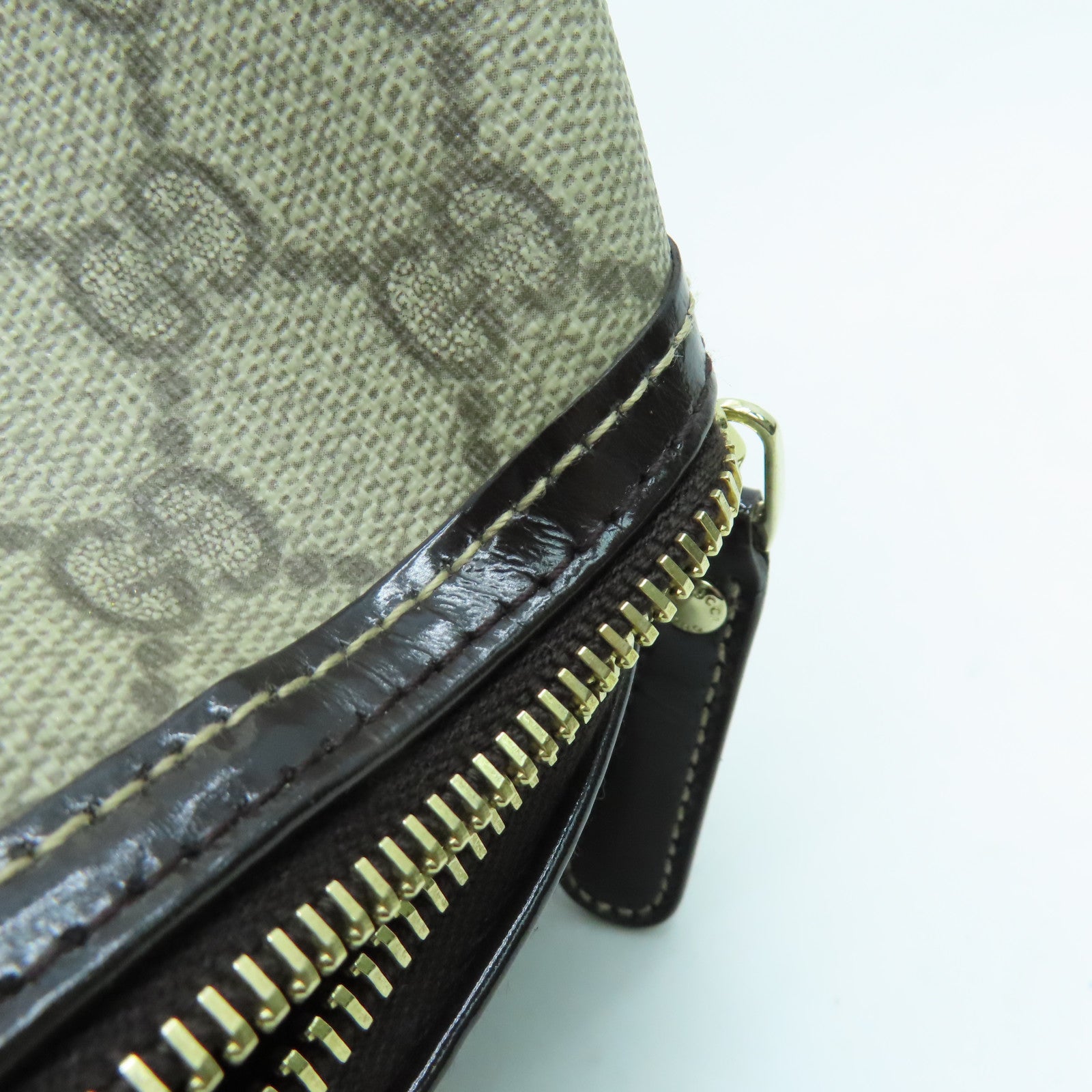 GUCCI 涂层帆布Boston Bag波士顿包金扣啡色