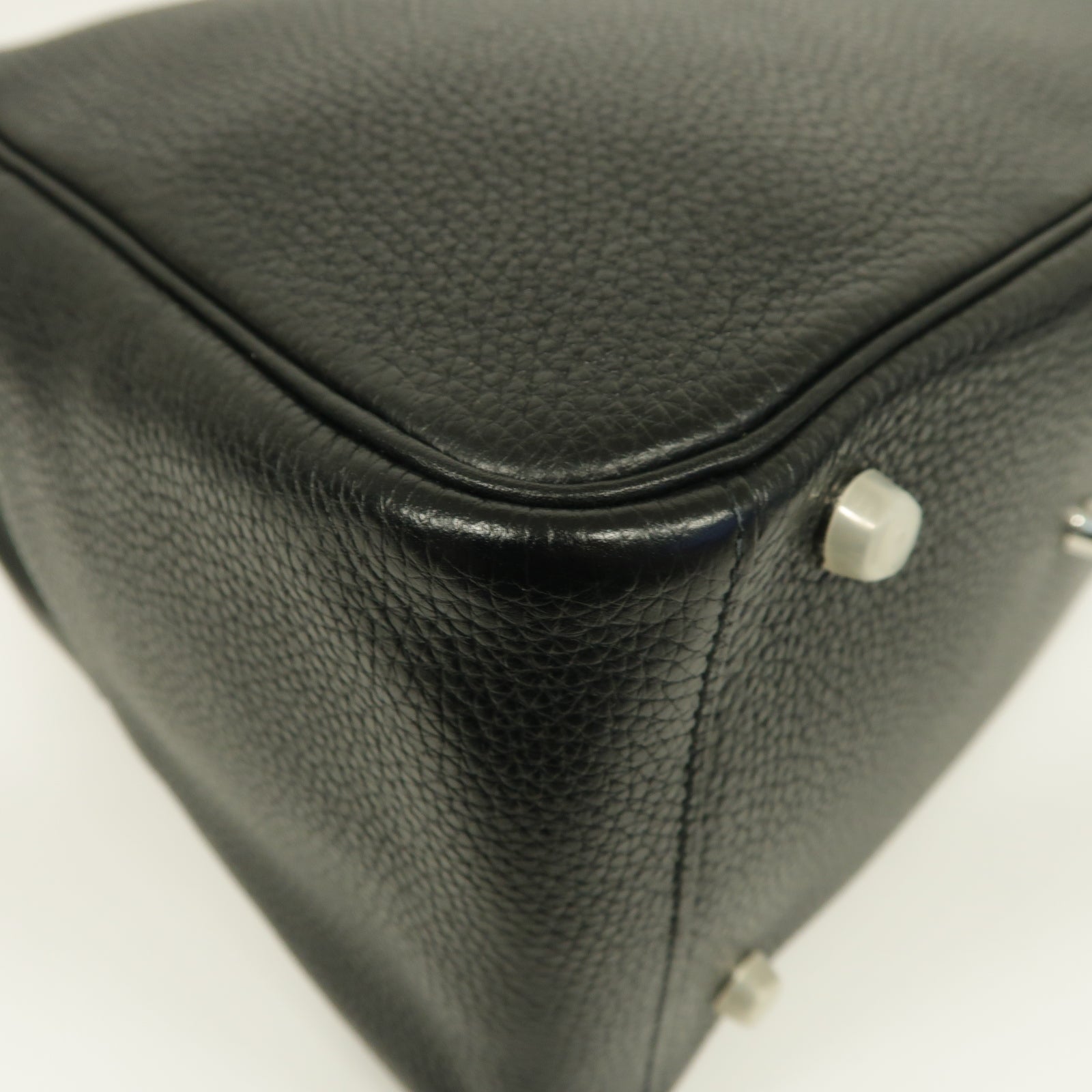 HERMES Clemence皮革Lindy 30銀扣手挽肩背兩用袋黒色