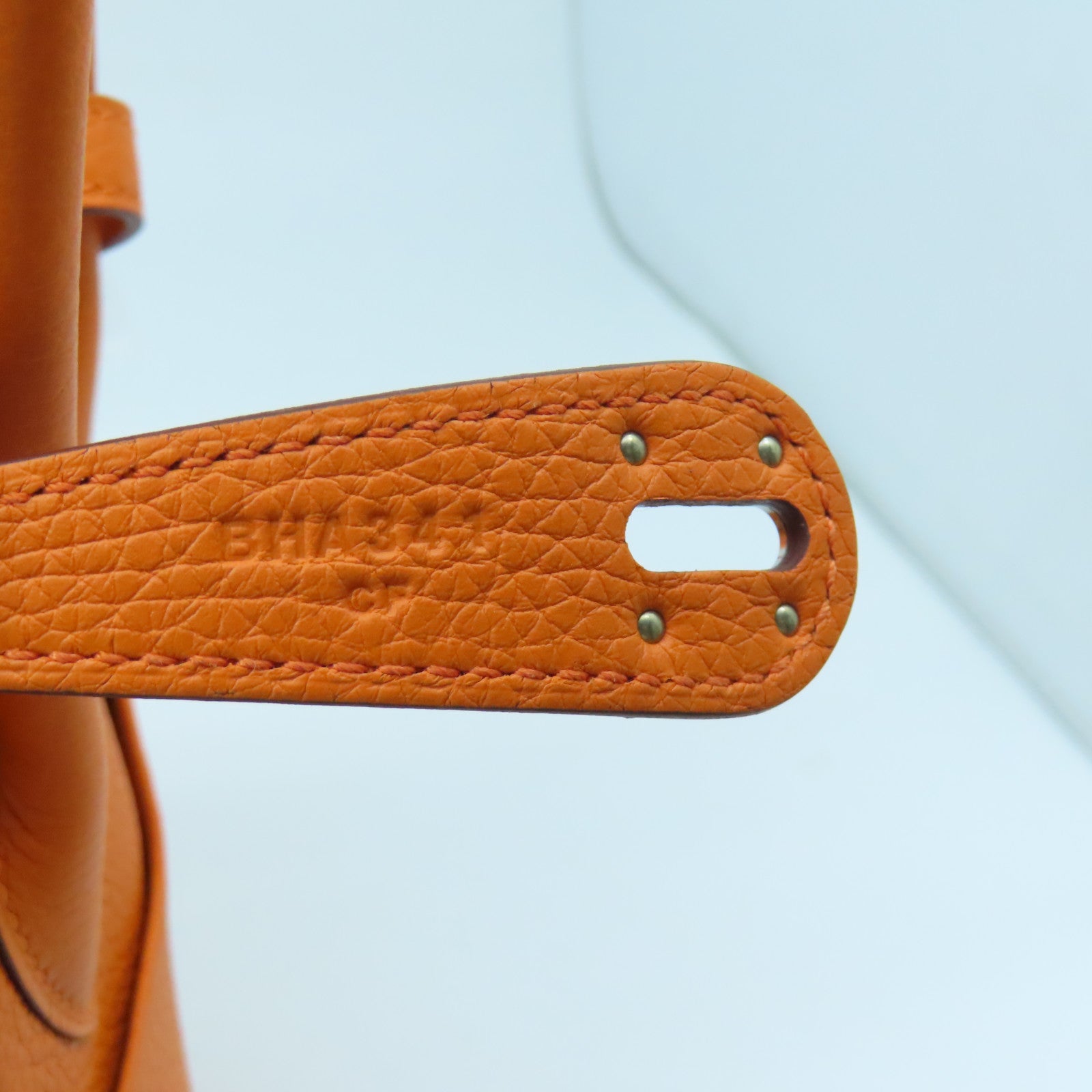 HERMES Clemence Leather Lindy 26 Silver Buckle Handle Shoulder Bag Orange