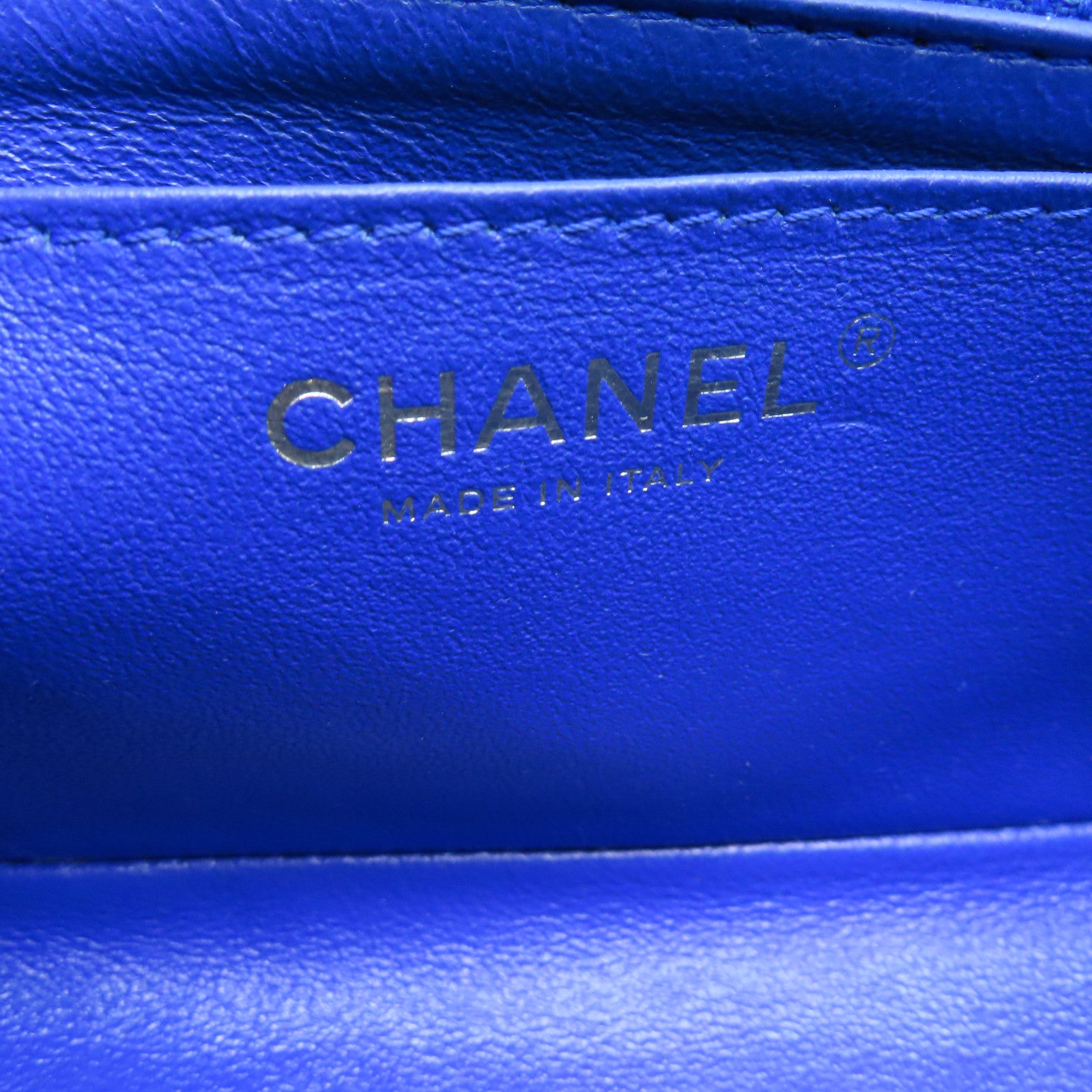 CHANEL twill sheepskin Classi Flap 20cm Chain Shoulder silver buckle chain shoulder bag blue