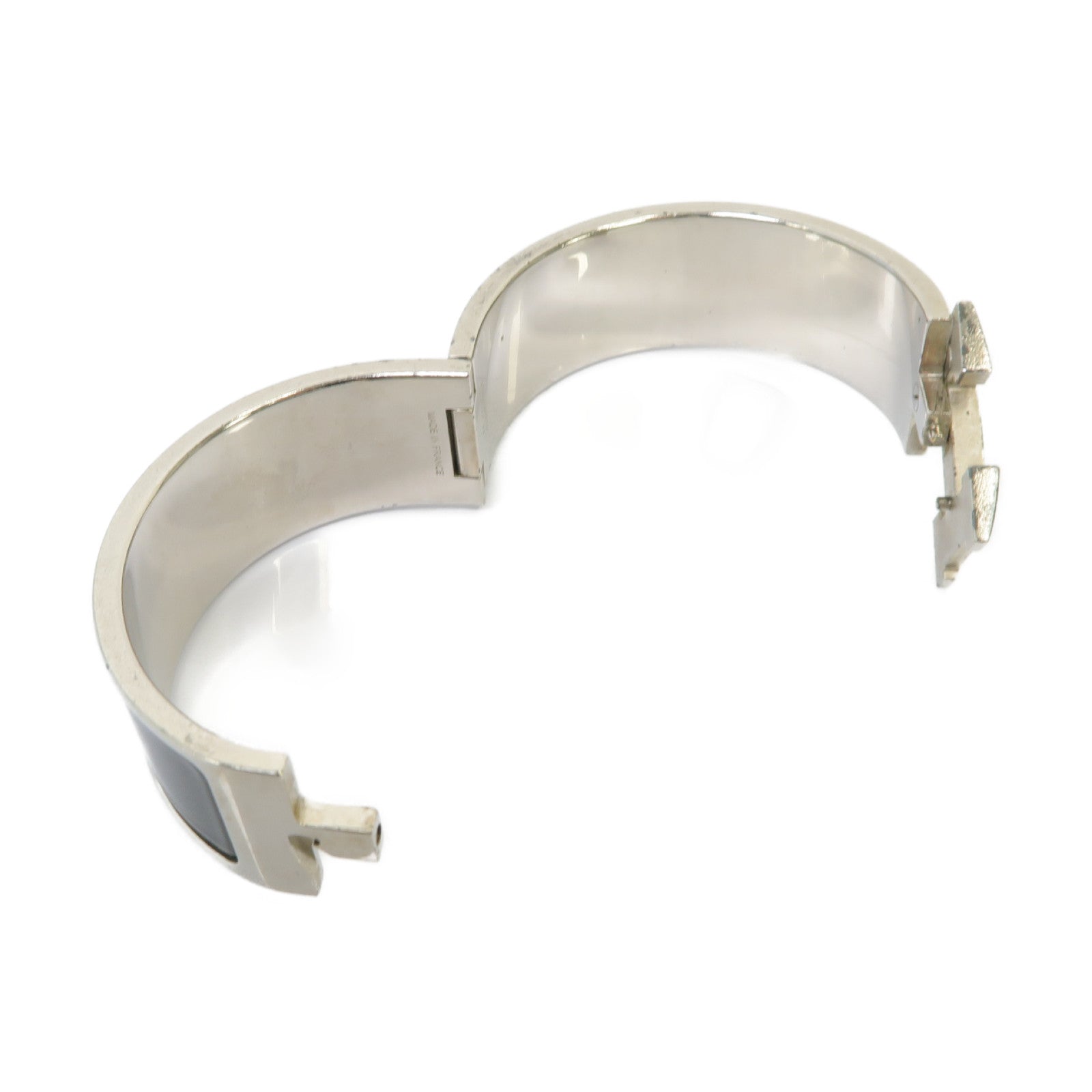 HERMES 金屬Clic Clac H銀扣手鐲黑色