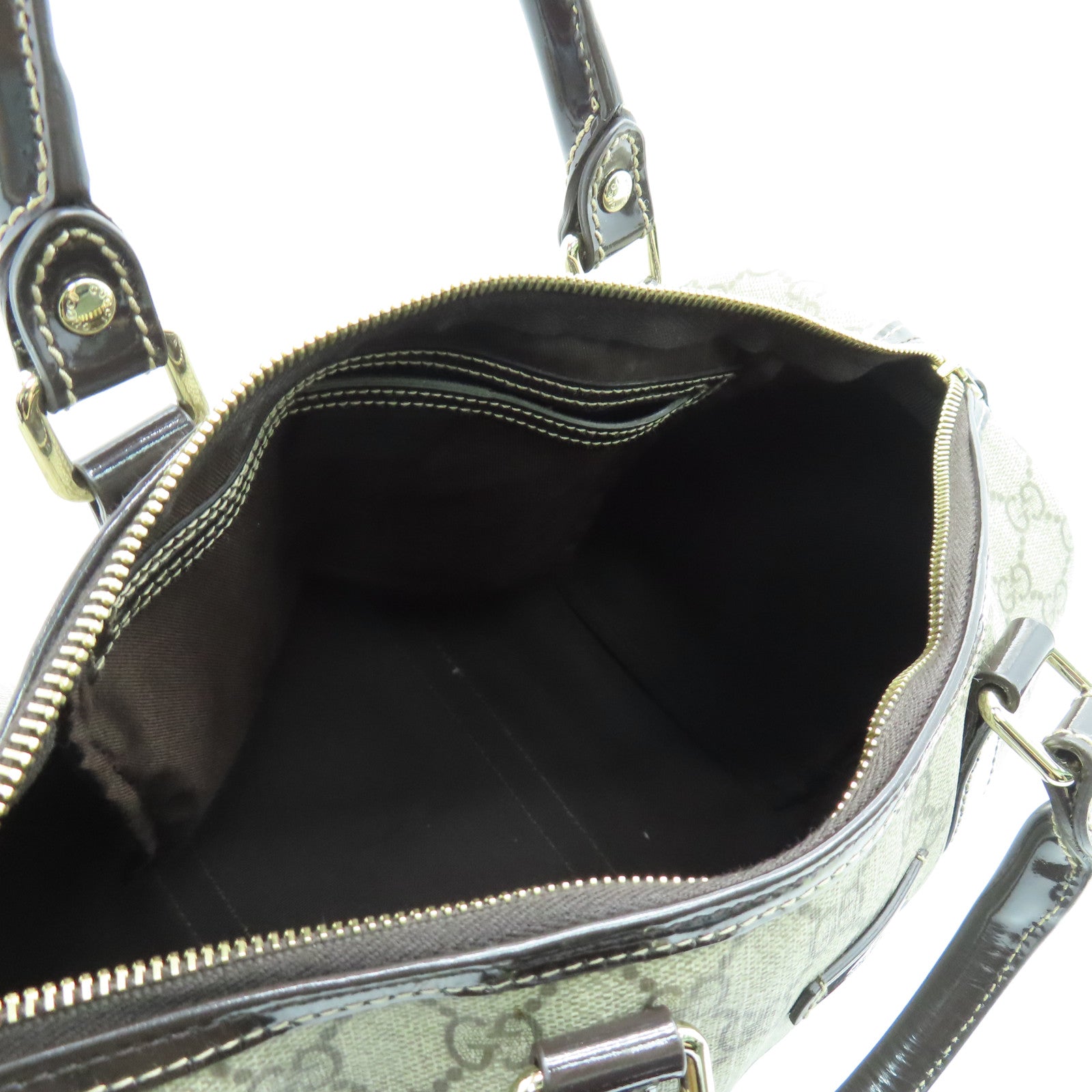 GUCCI 涂层帆布Boston Bag波士顿包金扣啡色