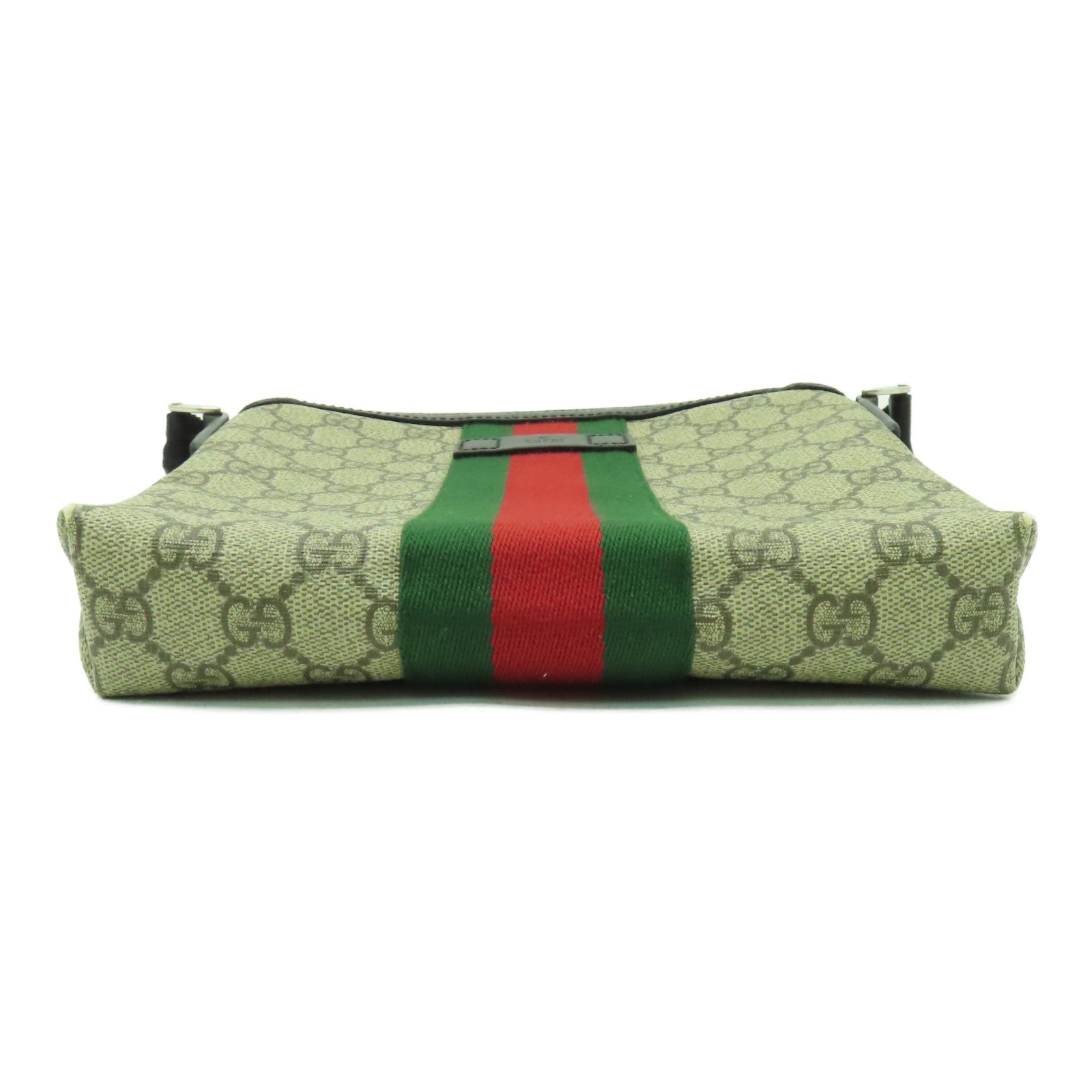 GUCCI 塗層帆布Shoulder Bag銀扣肩背袋黑色/啡色