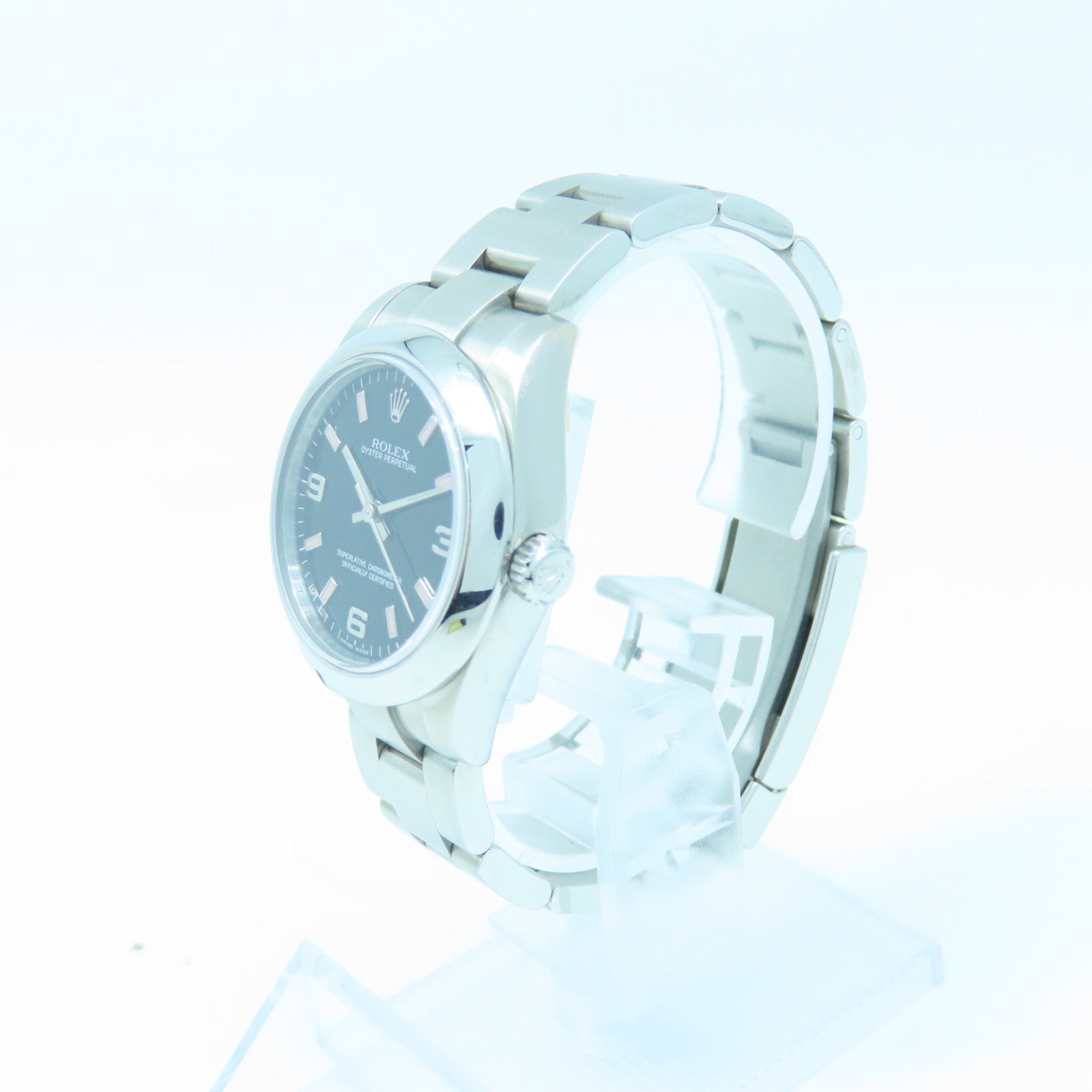 ROLEX Oyster Perpetual不鏽鋼手錶自動機芯黑色/粉紅色