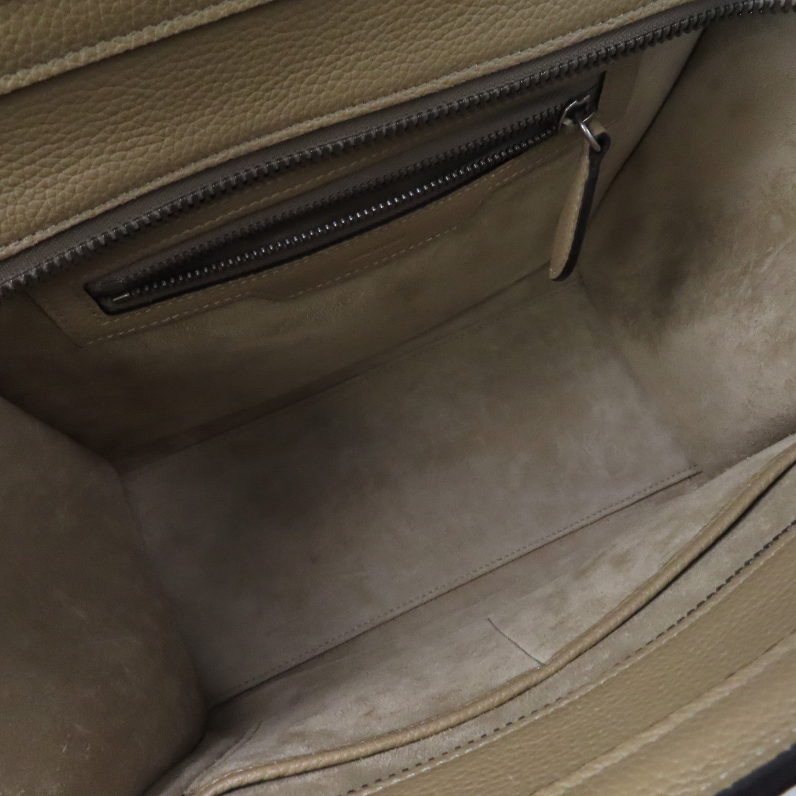 CELINE 牛皮皮革Micro Luggage銀扣手挽袋沙丘灰褐色