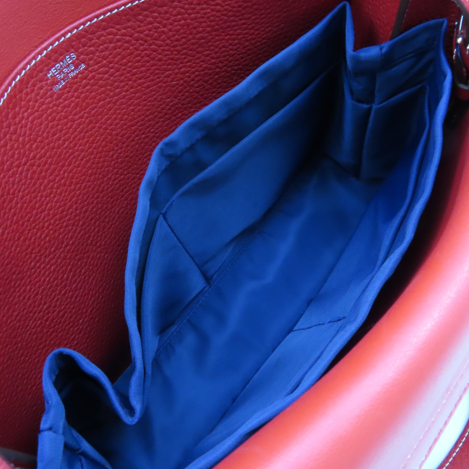 HERMES 【激減優惠】Clemence皮革Halzan 31 2Way Shoulder Bag銀扣手挽肩背兩用袋法拉利紅色