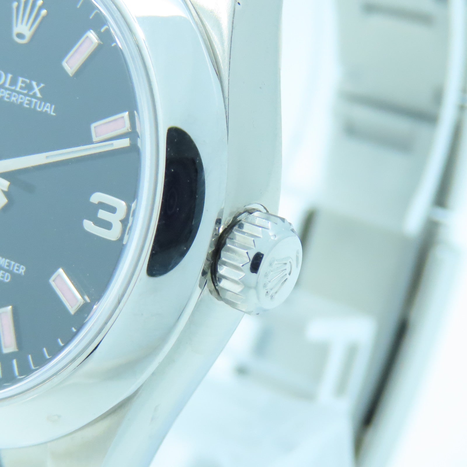 ROLEX Oyster Perpetual不鏽鋼手錶自動機芯黑色/粉紅色