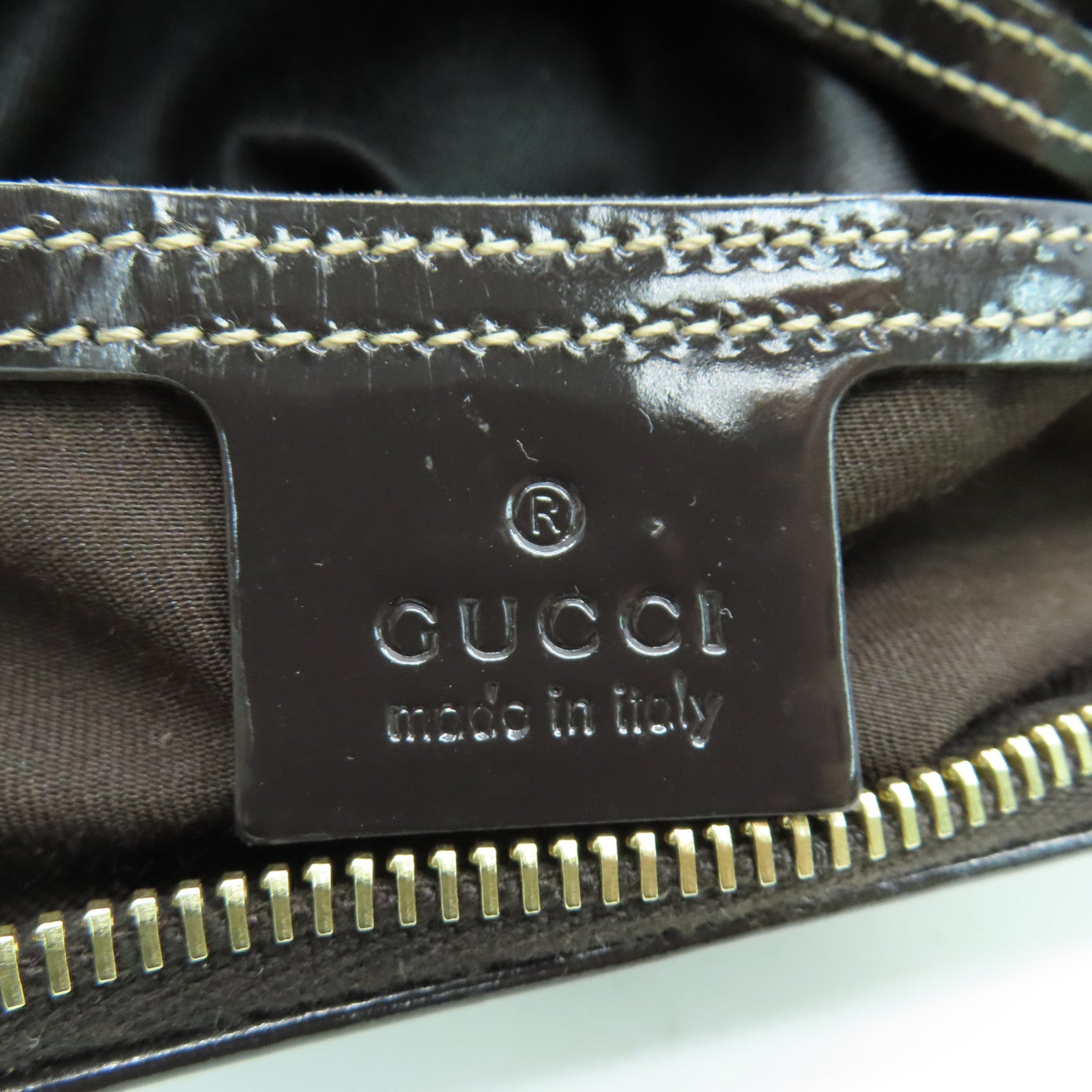 GUCCI 涂层帆布Boston Bag波士顿包金扣啡色