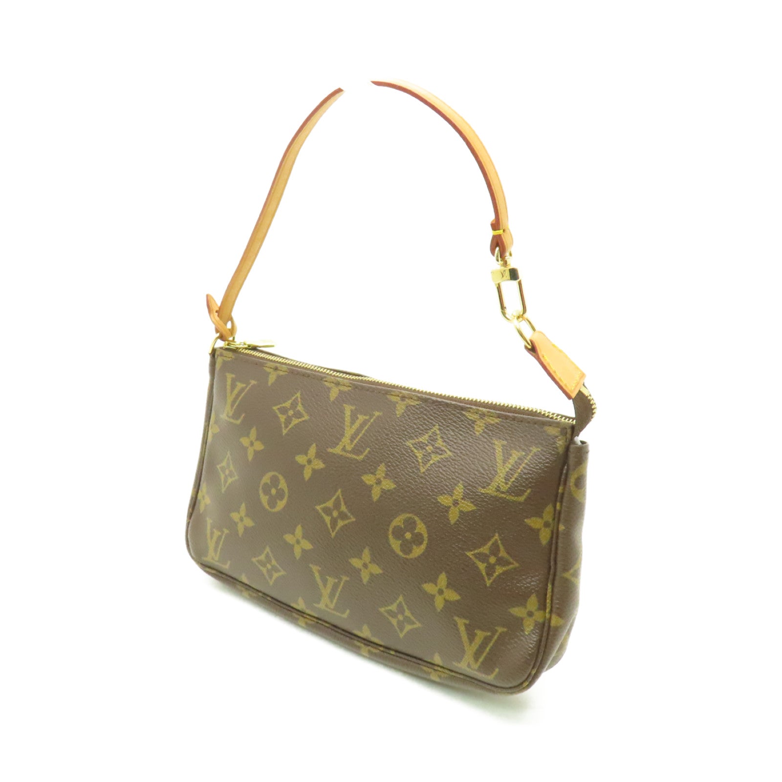LOUIS VUITTON Monogram Pochette Accessoires金扣手提包啡色