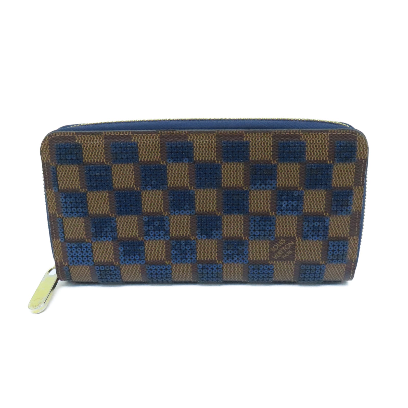 LOUIS VUITTON 【激減優惠】Damier Paillette Zippy Wallet金扣長錢包啡色/藍色