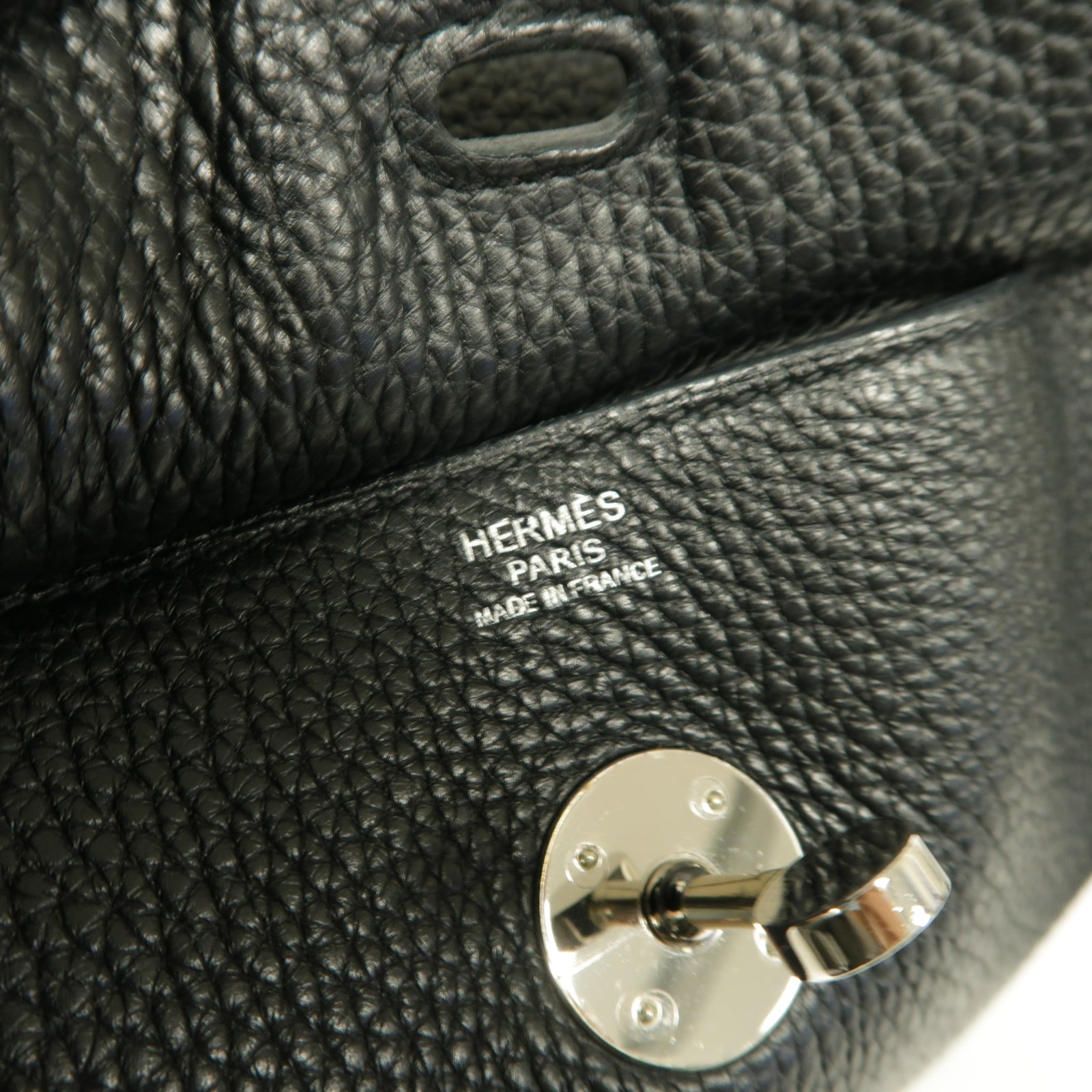 HERMES Clemence皮革Lindy 30銀扣手挽肩背兩用袋黒色