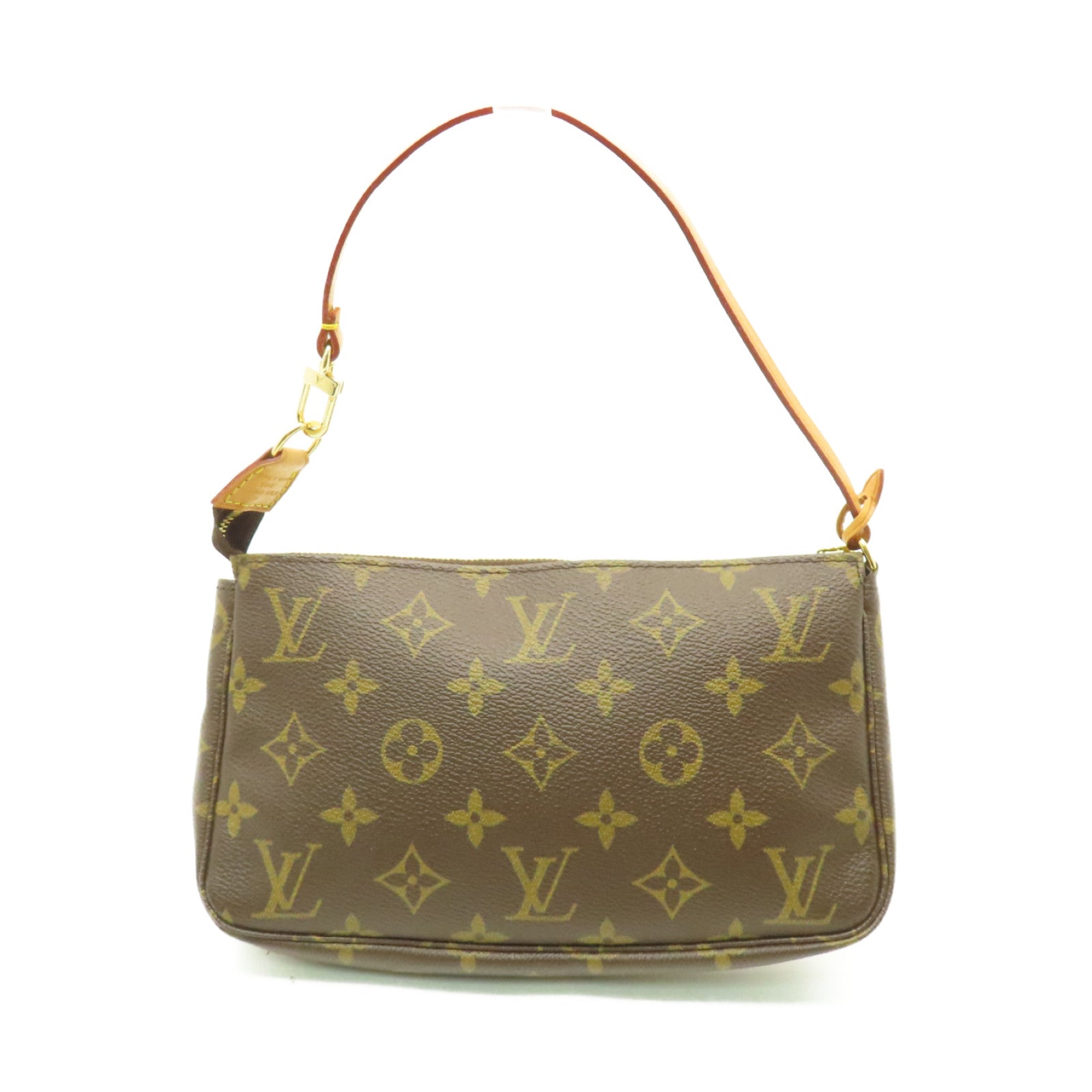 LOUIS VUITTON Monogram Pochette Accessoires金扣手提包啡色