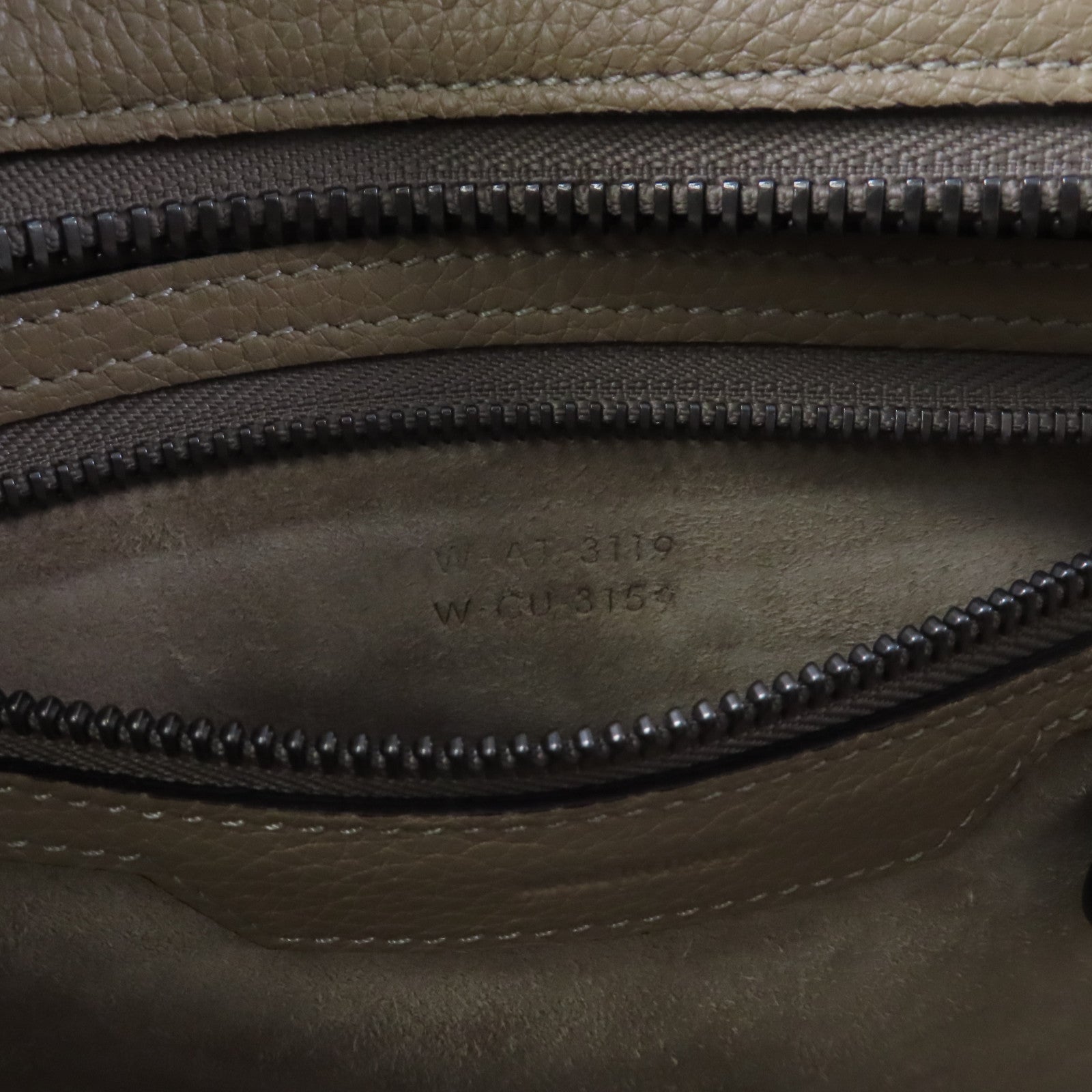 CELINE 牛皮皮革Micro Luggage銀扣手挽袋沙丘灰褐色