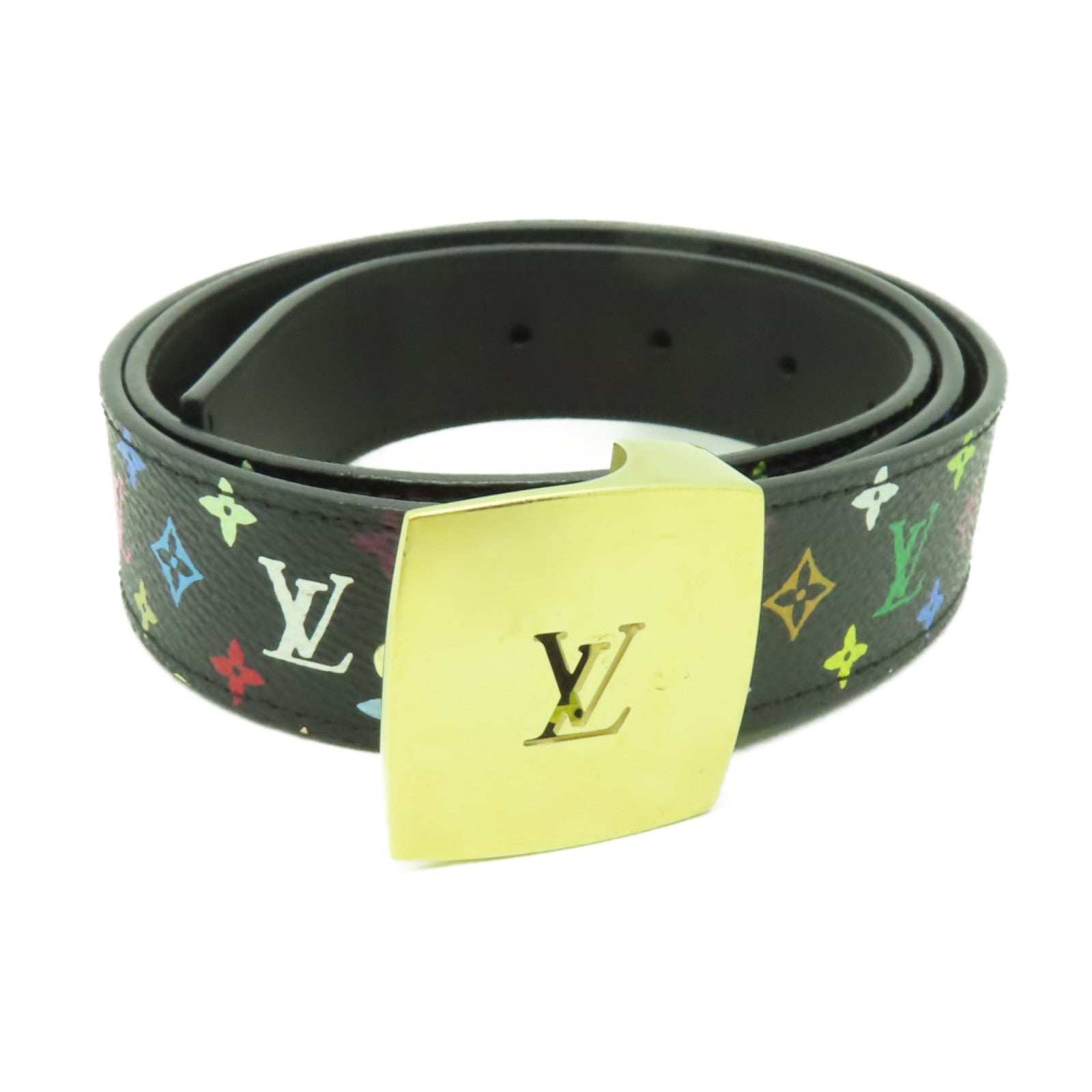LOUIS VUITTON Monogram Multicolore Belt (90cm)金扣皮帶黑色/彩色