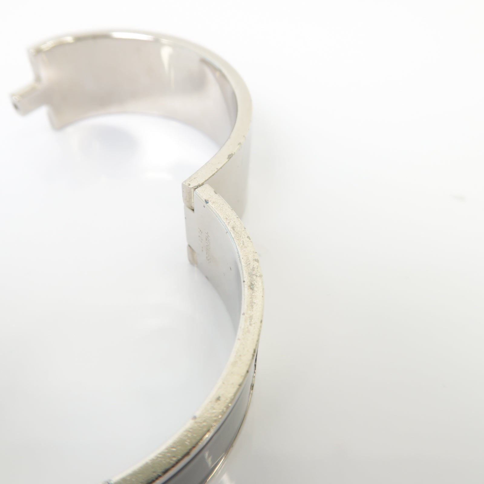 HERMES 金屬Clic Clac H銀扣手鐲黑色