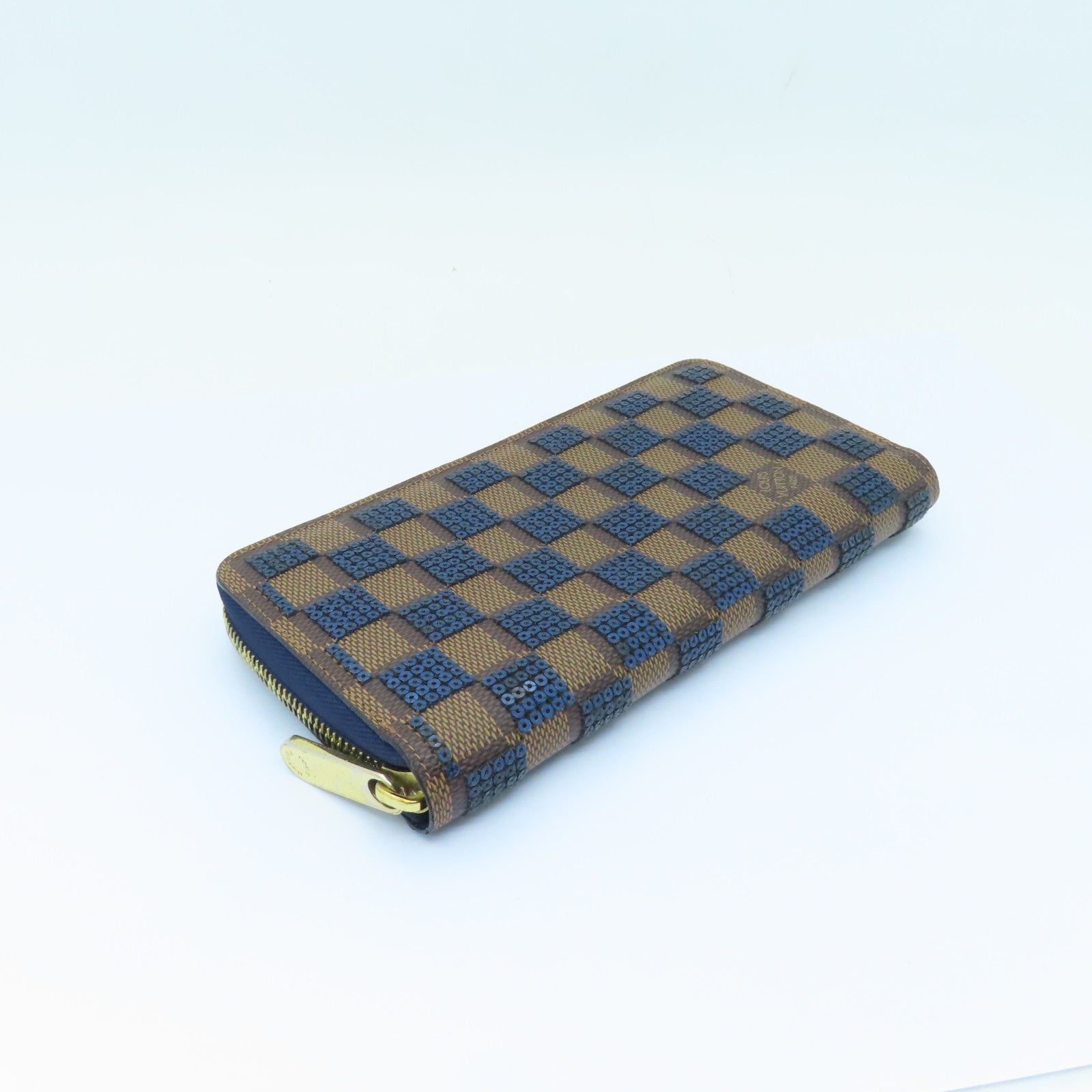 LOUIS VUITTON 【激減優惠】Damier Paillette Zippy Wallet金扣長錢包啡色/藍色