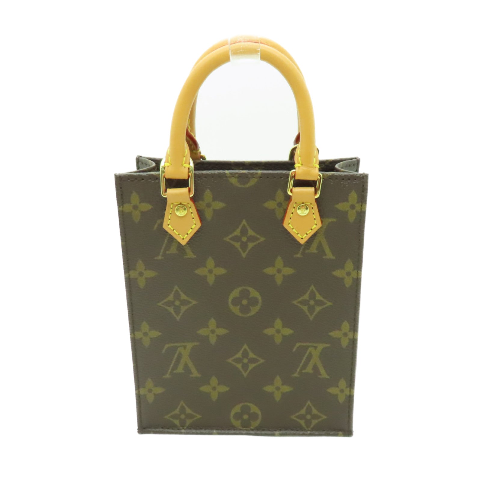 LOUIS VUITTON Monogram Petit Sac Plat金扣手挽肩背兩用袋棕色