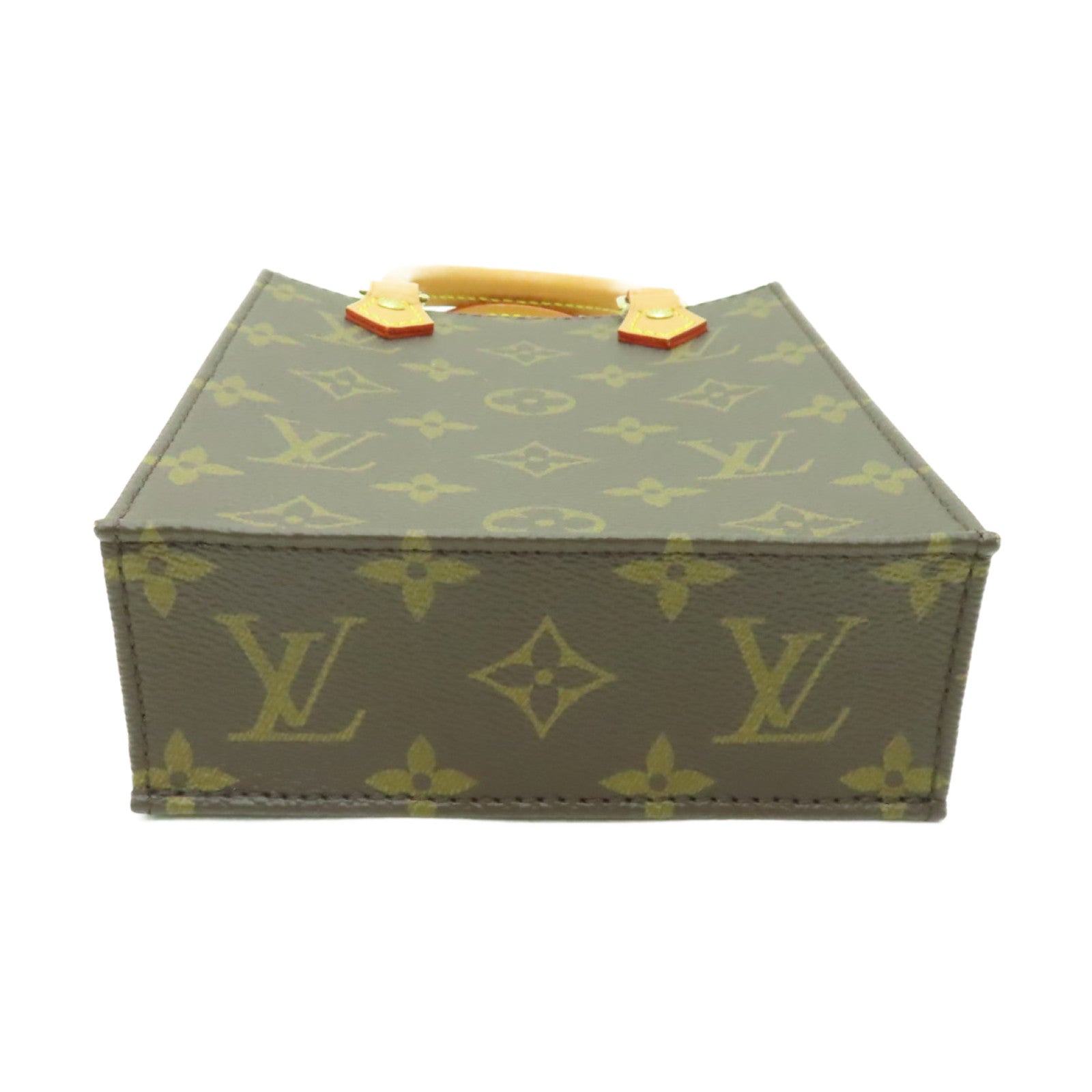 LOUIS VUITTON Monogram Petit Sac Plat金扣手挽肩背兩用袋棕色