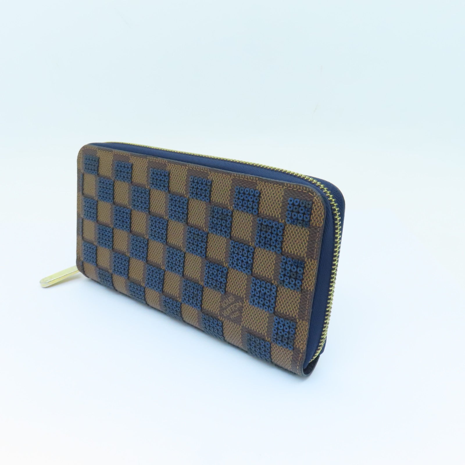 LOUIS VUITTON 【激減優惠】Damier Paillette Zippy Wallet金扣長錢包啡色/藍色