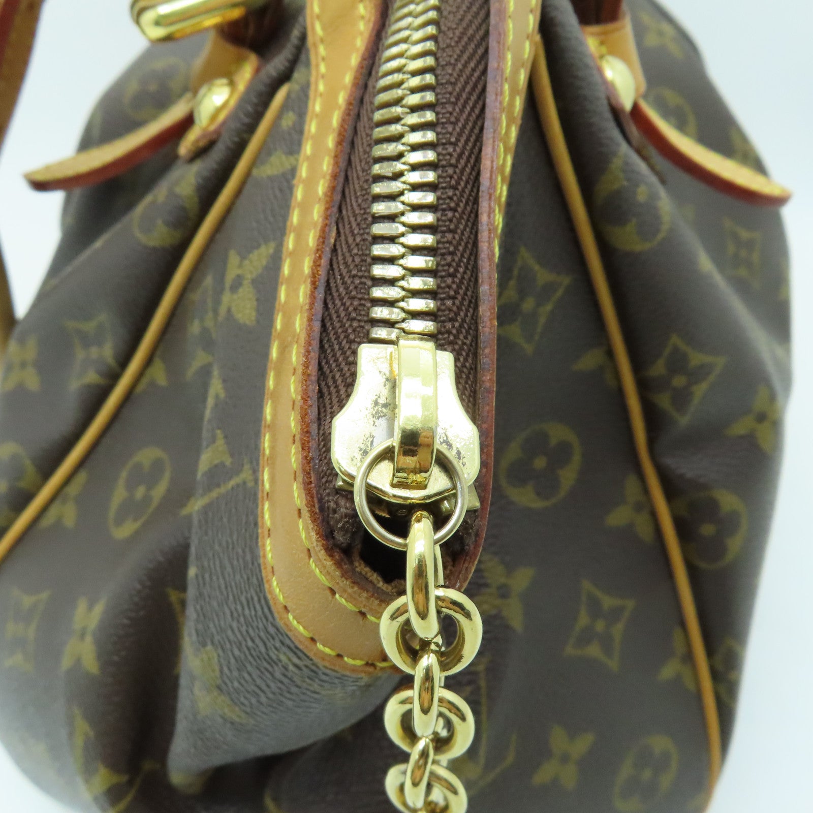 LOUIS VUITTON Monogram Tivoli GM金扣肩背袋棕色