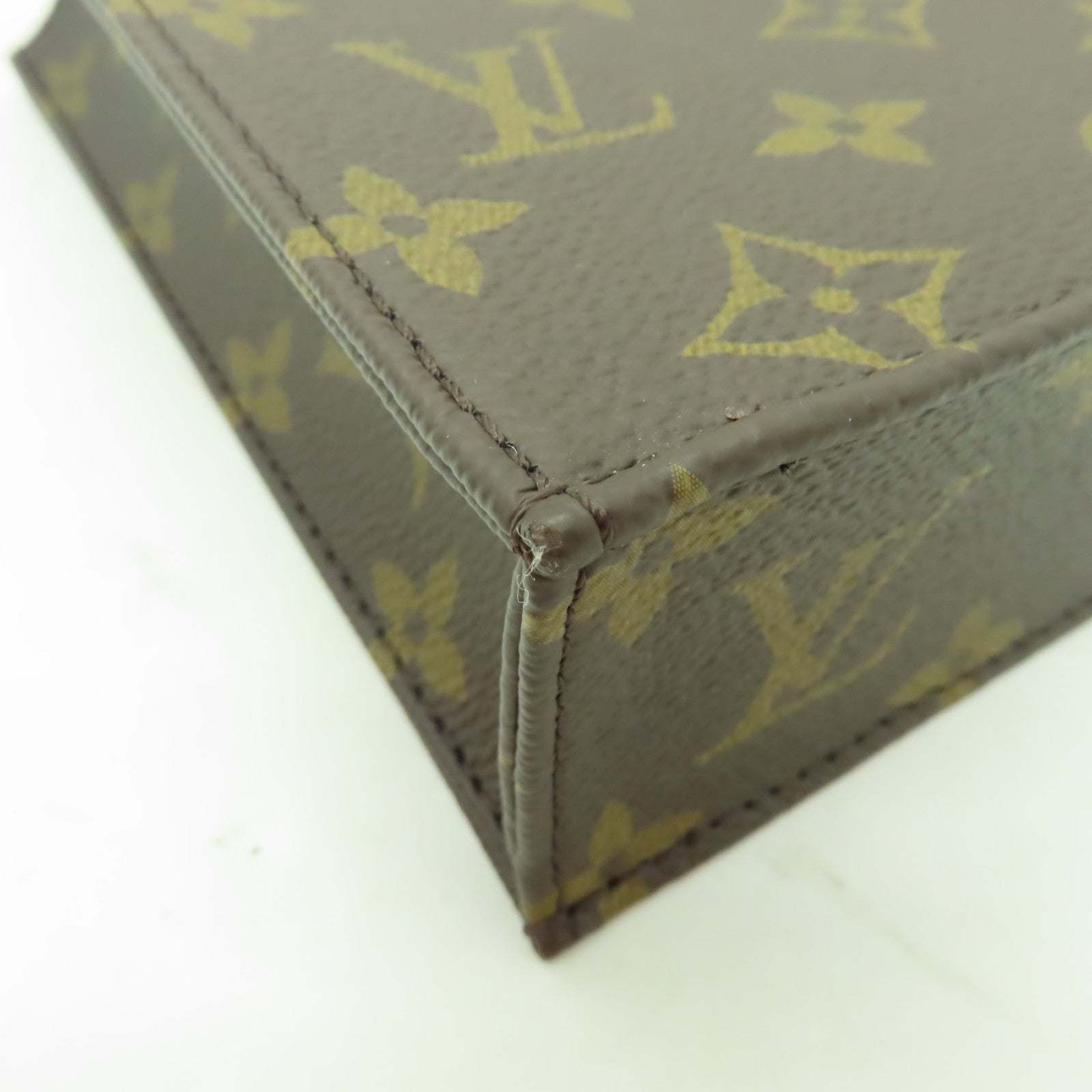 LOUIS VUITTON Monogram Petit Sac Plat金扣手挽肩背兩用袋棕色